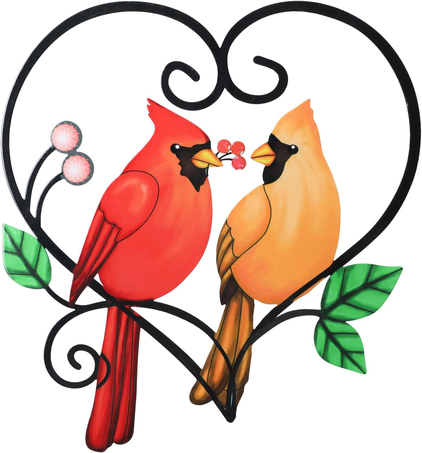 MUMTOP Metal Cardinal Wall Decor, 3D Love Theme Red Birds Wall Art for Indoor Outdoor Home Living Room Bedroom Valentines Day Gifts