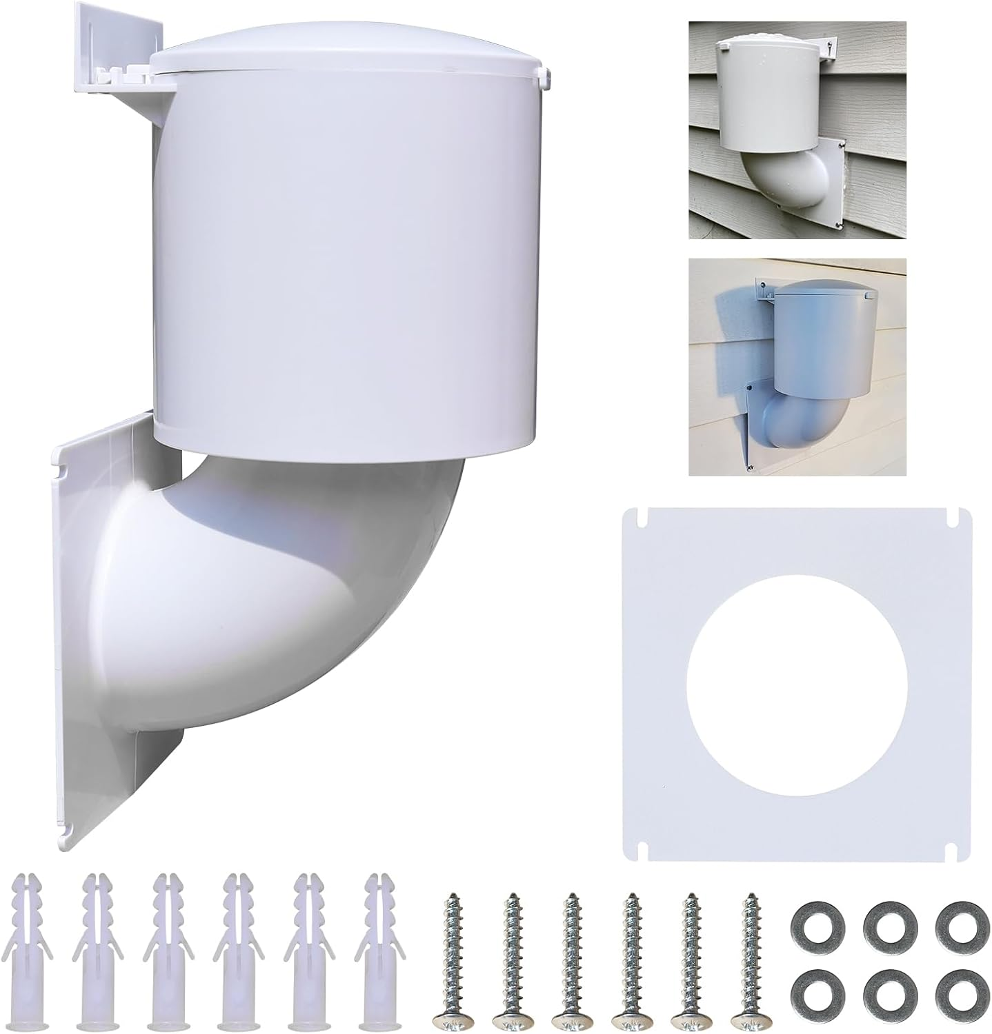 Dryer Vent Cover 4 Inch, Outdoor Dryer Vent Closure/Seal, Hood for Home Exterior, UV Resistant, Mouse Proof, Natural Energy Saving, Clothes Dryer Replacement Vents, W/Screw & Washer for Installation