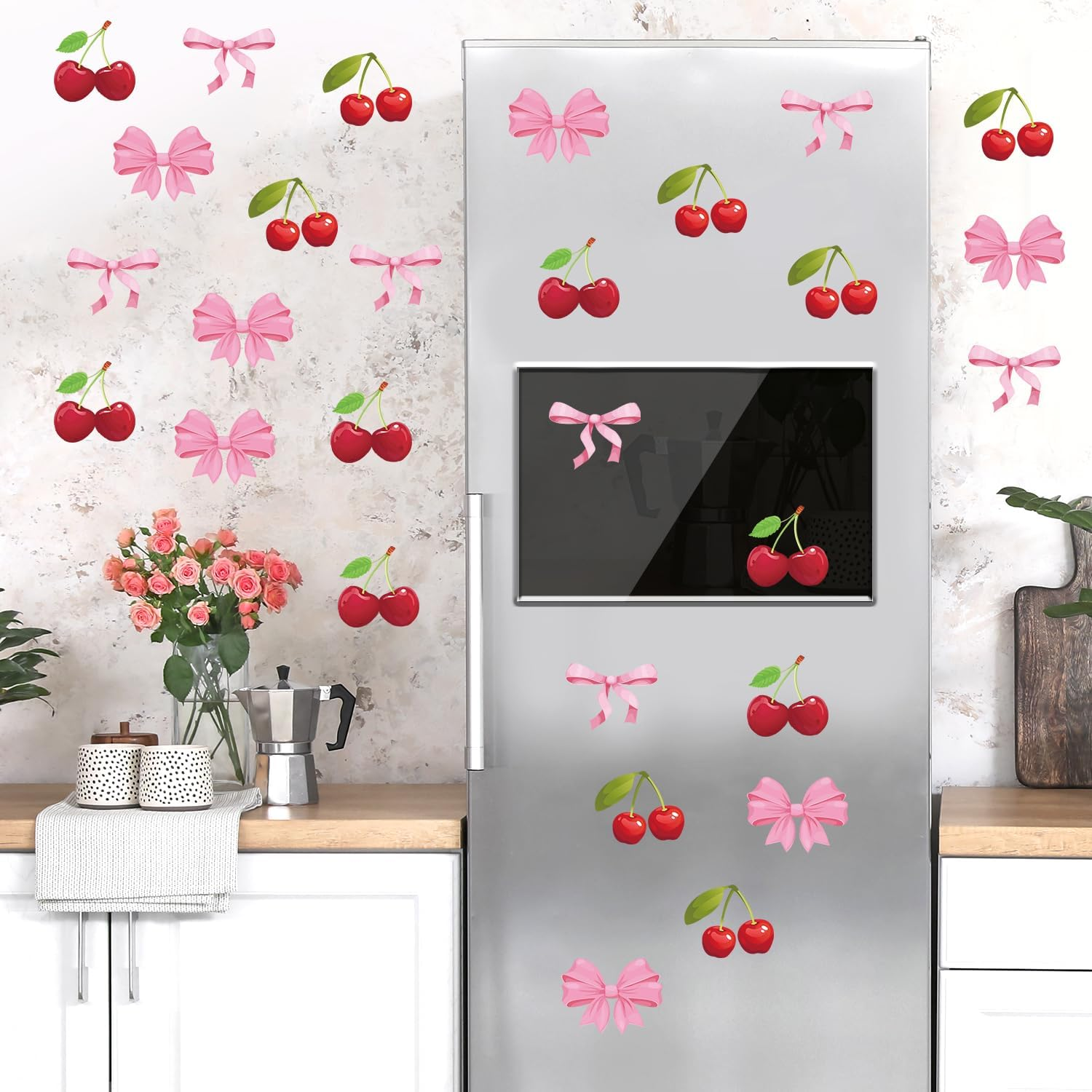 12 Sheet Pink Bow Wall Stickers, 11.81x7.87in Trendy Bow Wall Decals Coquette... - Picture 8 of 15