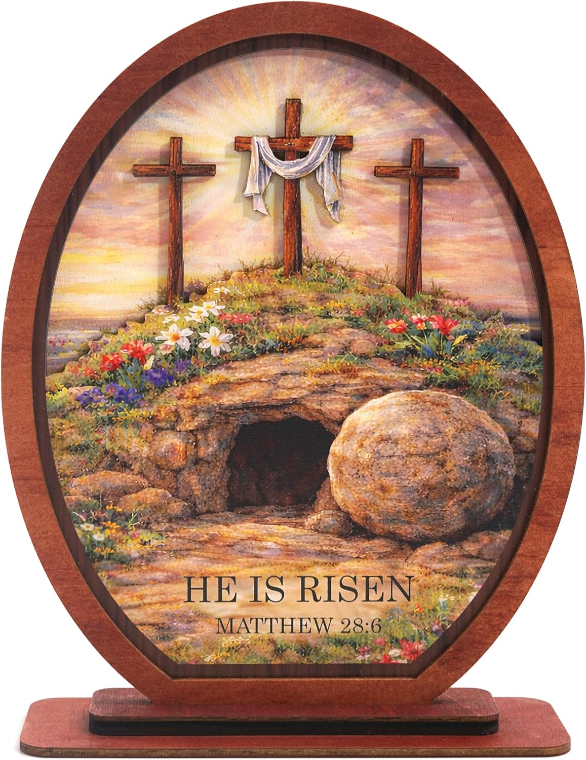  He Is Risen Sign Easter Decorations For Home Empty Tomb Scene Cross Christian