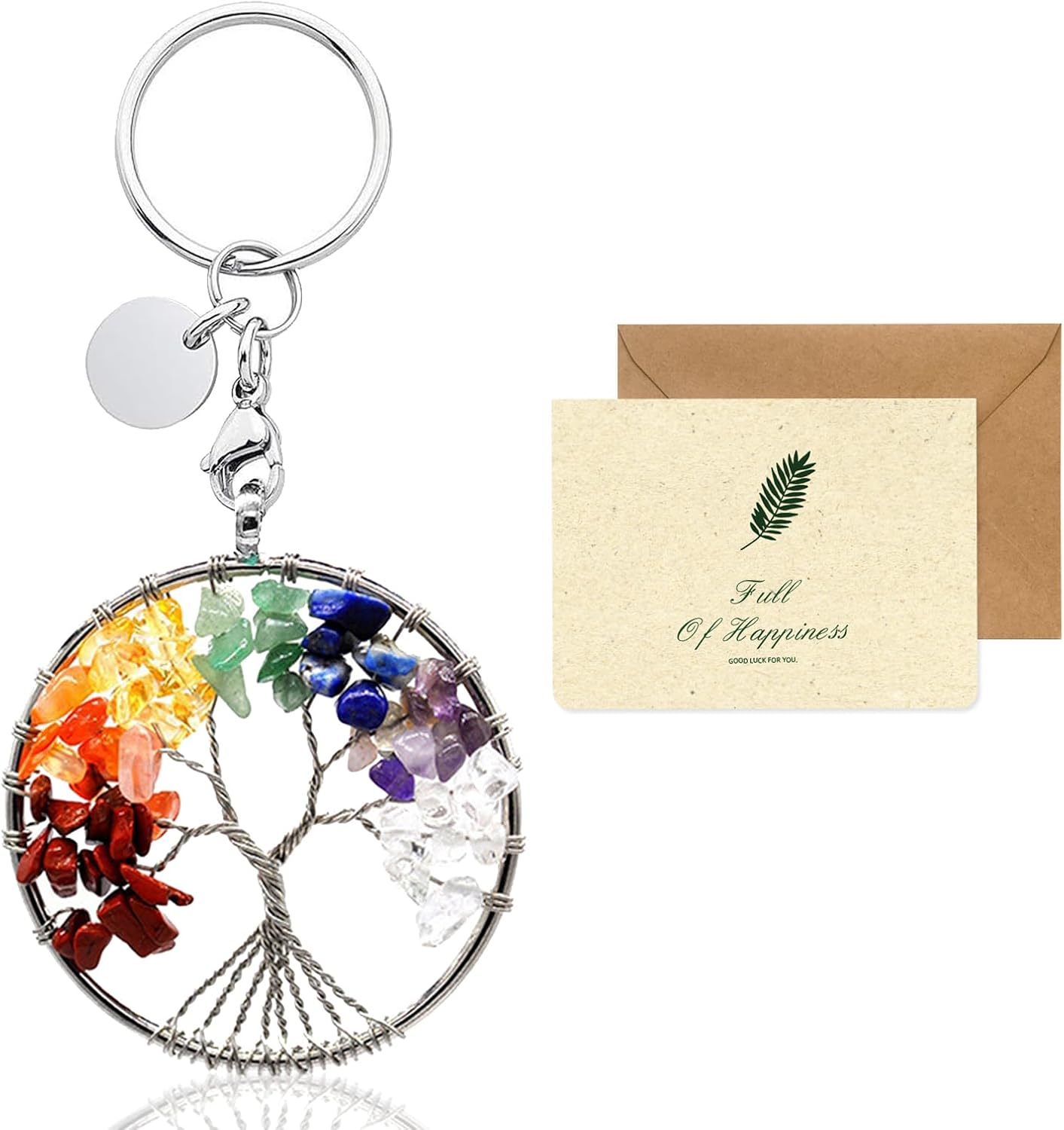 Swirlcolor Baum Des Lebens Schlüsselanhänger, Schöne 7 Chakra Heilung Kristall Lebensbaum Schlüsselanhänger Edelstein Glück Anhänger Schlüsselanhänger Für Damen Männer Paar Freunde