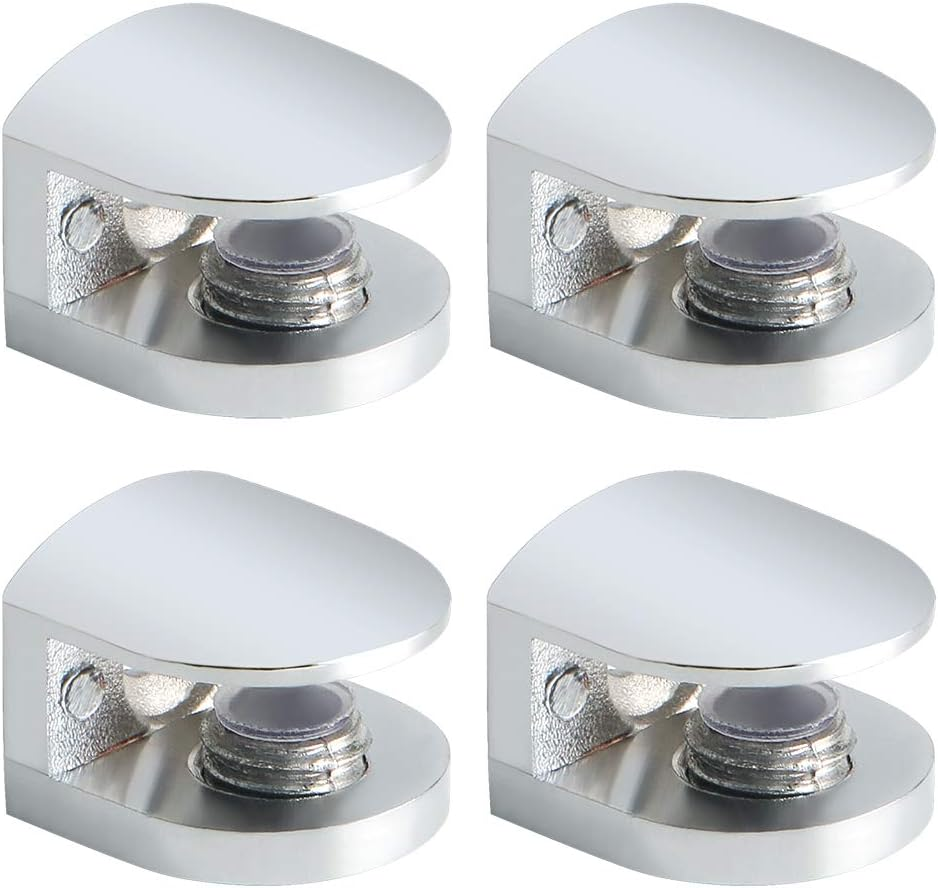 Glass Shelf Bracket,Adjustable Clamp Brackets Shelves,Wall Mount Clamps 5-8Mm Glass Shelves,Bathroom Clip Holder Support Hardware Replacement Parts,Polished Chrome Pack of 4