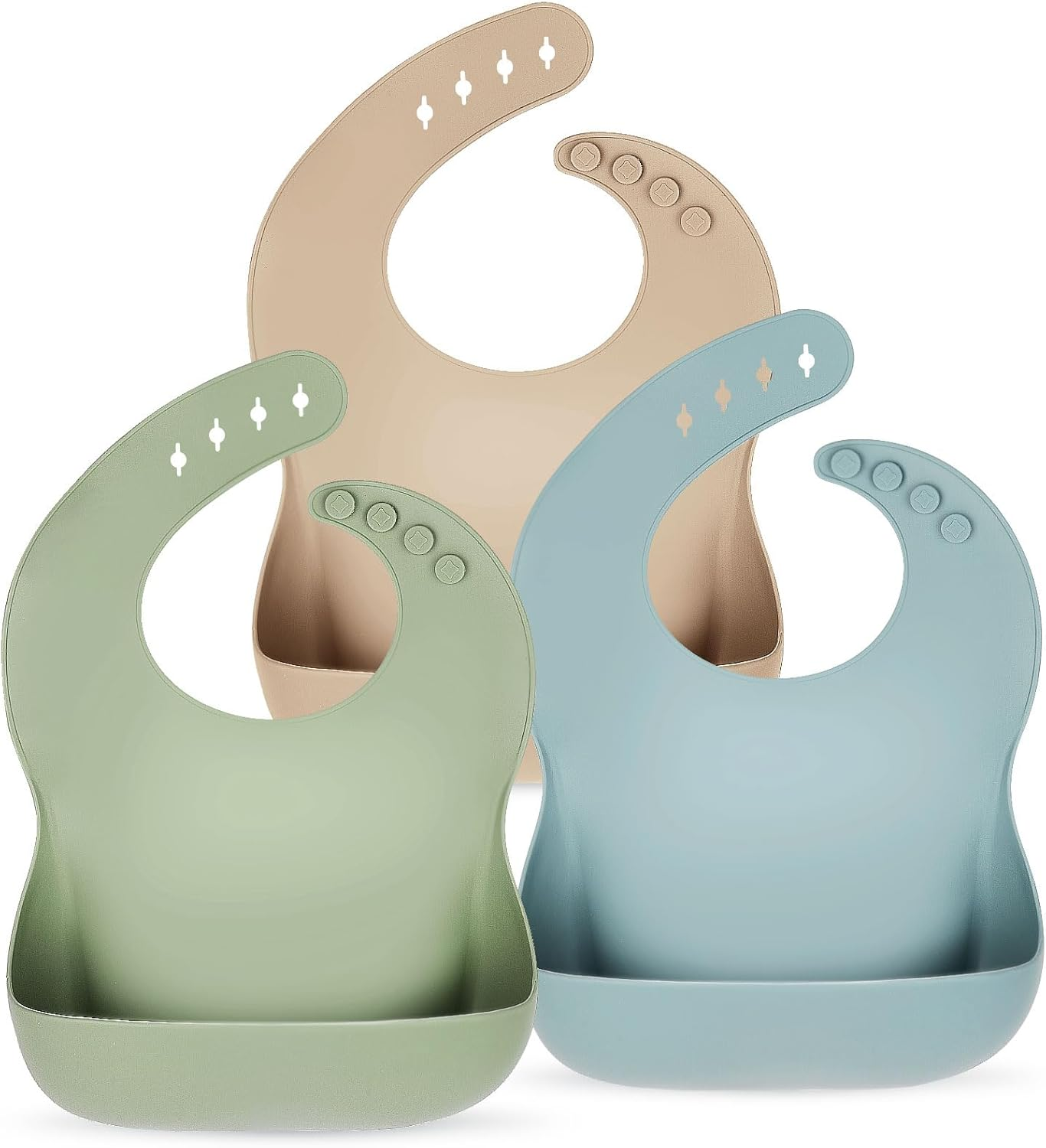 Silicone Bibs for Babies Toddler Set of 3, BPA Free, Soft Adjustable Waterproof Bibs for Feeding Essentials