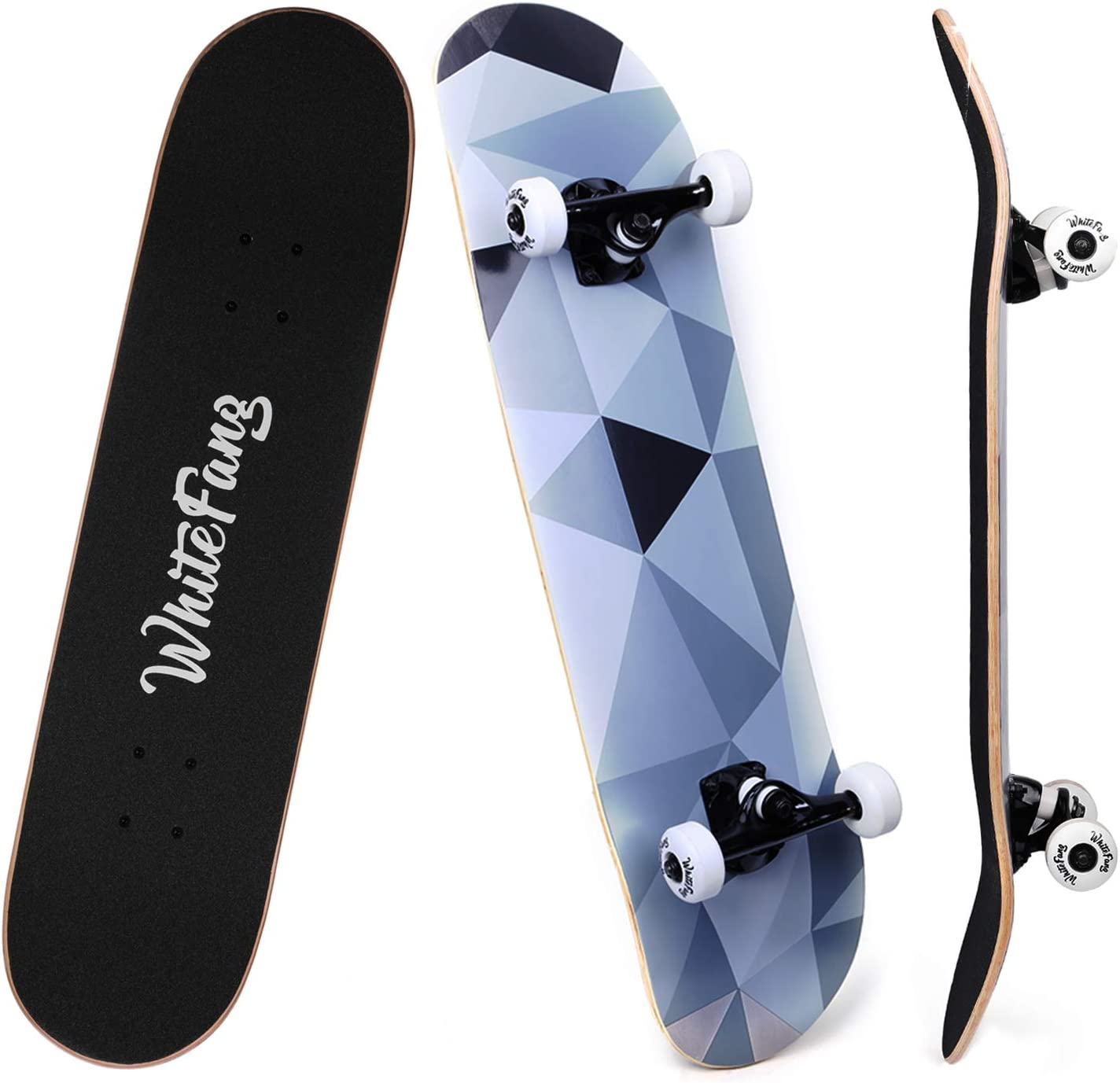 Skateboards for Beginners, Complete Skateboard 31 X 7.88, 7 Layer Canadian Maple Double Kick Concave Standard and Tricks Skateboards for Kids and Beginners