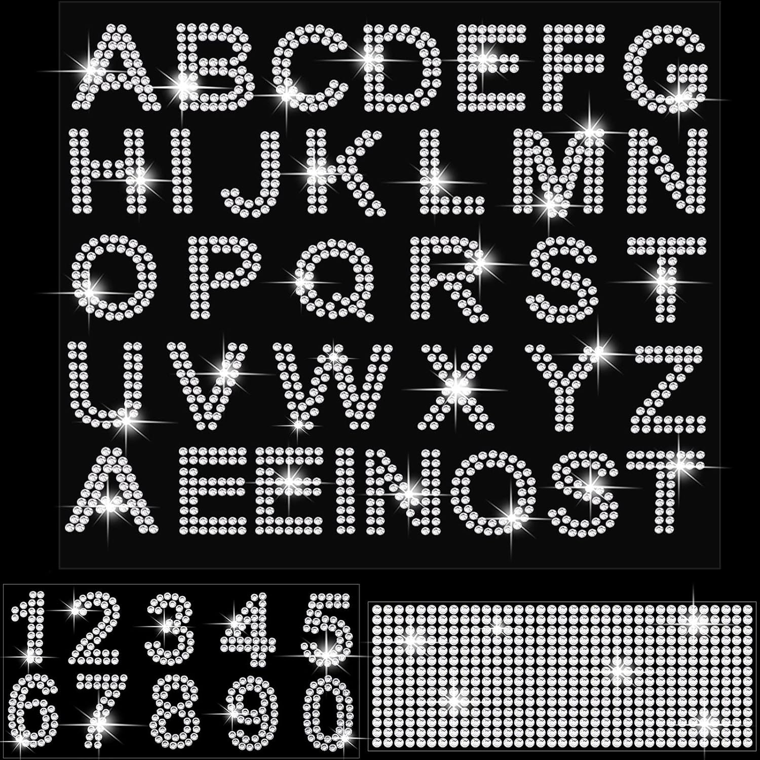 WILLBOND 37 Pcs Rhinestone Letter Stickers Large Glitter