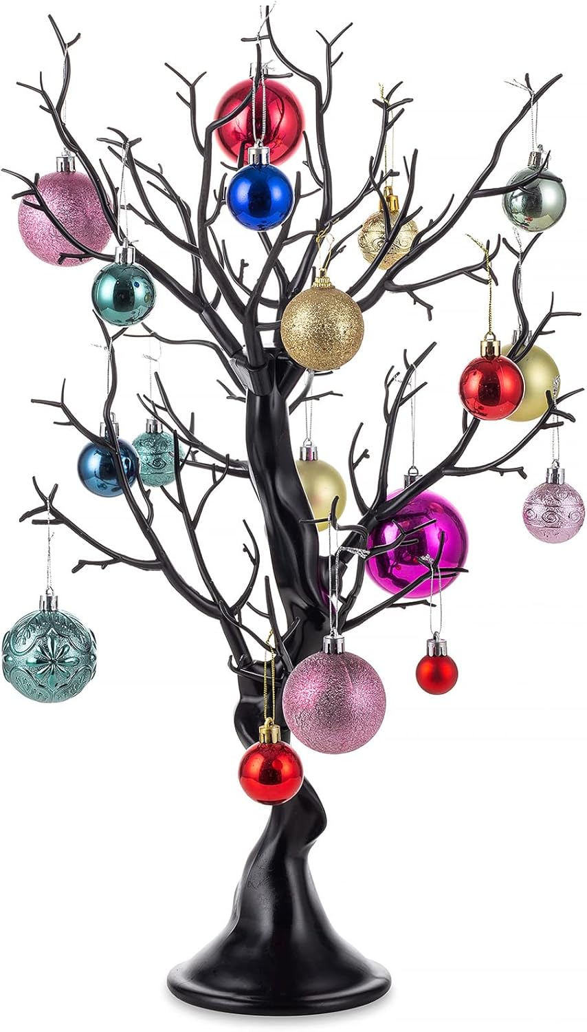 Black Artificial Easter Tree - 22.8In Tall Christmas Ornament Display Manzanita Fake Trees Decorative Faux Twig Branches Indoor for Wedding Table Centerpieces Halloween Birthday Party Decor