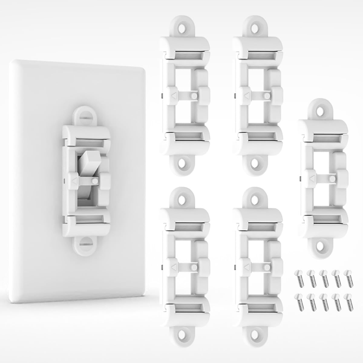Child Proof Light Switch Cover Guard 5Pack - Unbreakable Toggle Switch Protector for Kids Safety, Smart Home & Security, 24/7 Protection,White