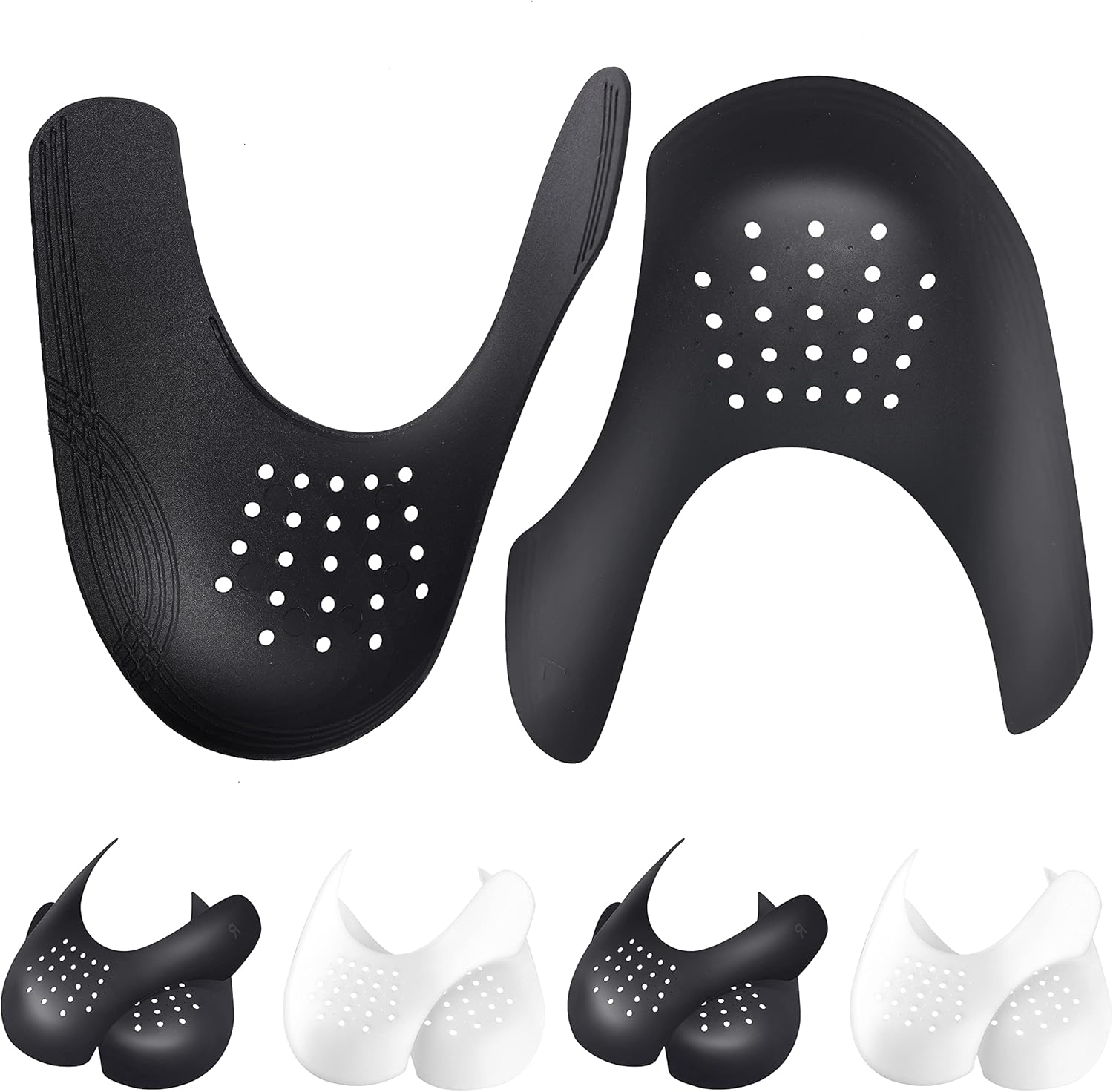 Crease Protectors Suitable for Most Sneakers, 4 Pairs Crease Protectors for Jordan 1, Air Force 1, and Dunk Low; Men'S 7.5-12/ Women'S 5-8.5 (Black+White, Women'S US Size 5-8.5)