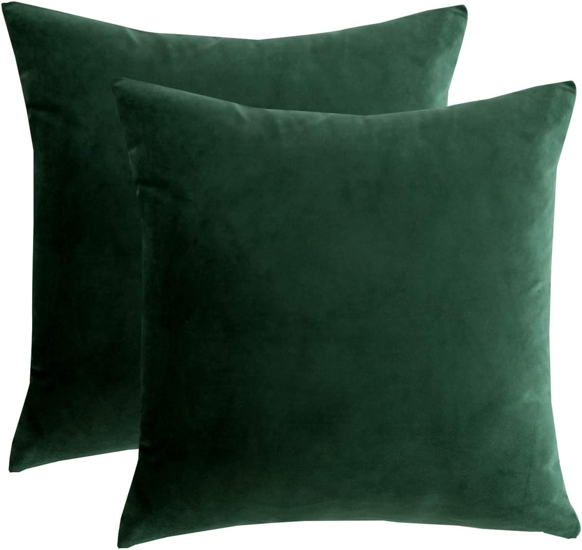 Dark Green Decorative Throw Pillow Covers Cushion Cover Pillow Case for Sofa Couch Bed Chair,Soft Square Dark Green Throw Pillows 18X18 Inch,Set of 2