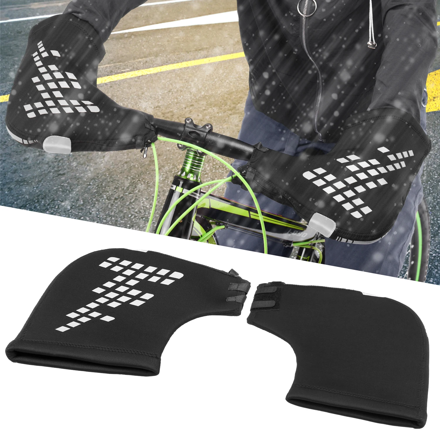 Mountain Bike Handlebar Mittens Motorcycle Windproof Thermal Covers Reflective Bike Handle Warmer