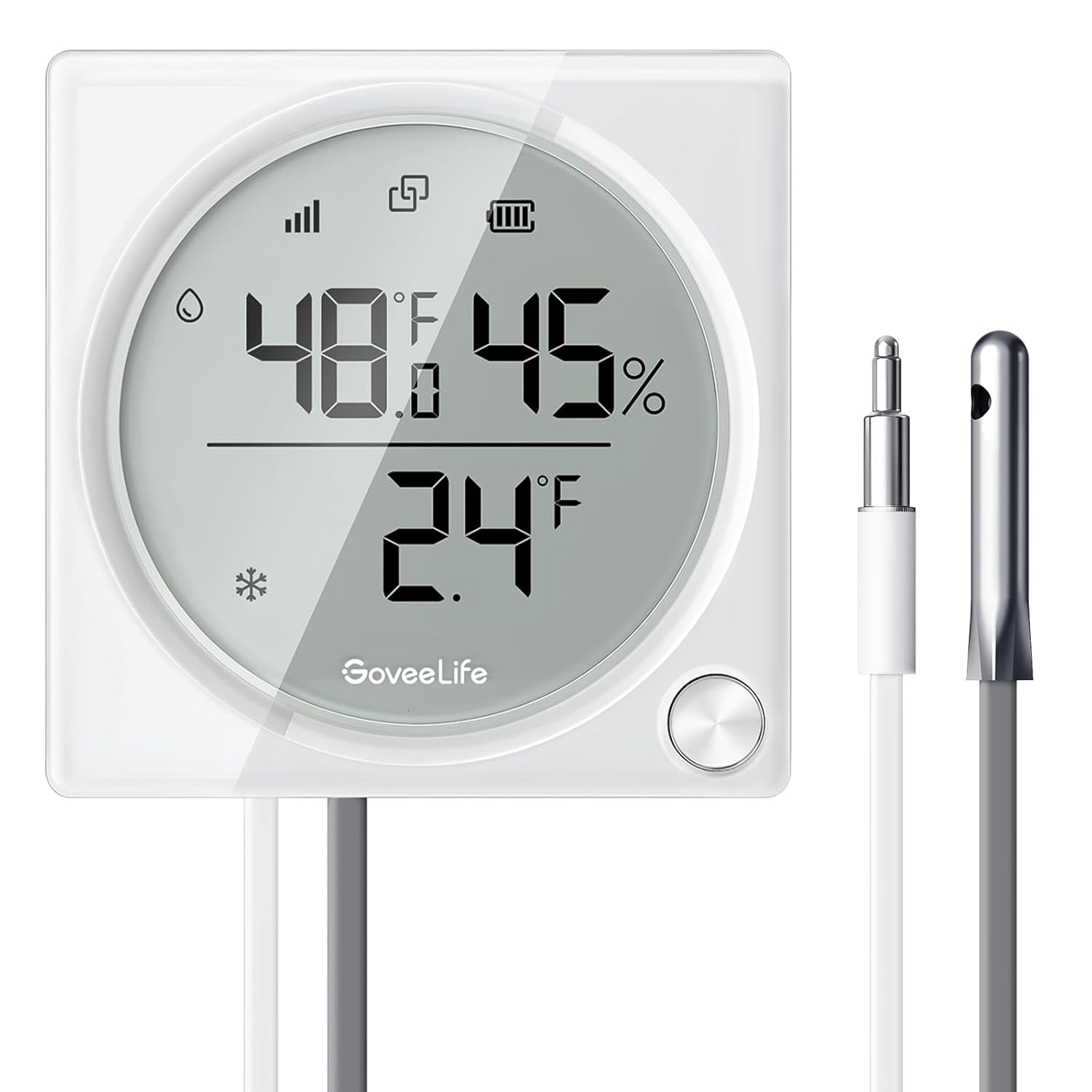 Wifi Refrigerator Thermometer Hygrometer Pro with 2 in 1 Alarm, Monitor Sensor for Freezer, Wireless Digital Freezer Temperature Humidity with App Alert, LCD Display(Gateway Not Included)