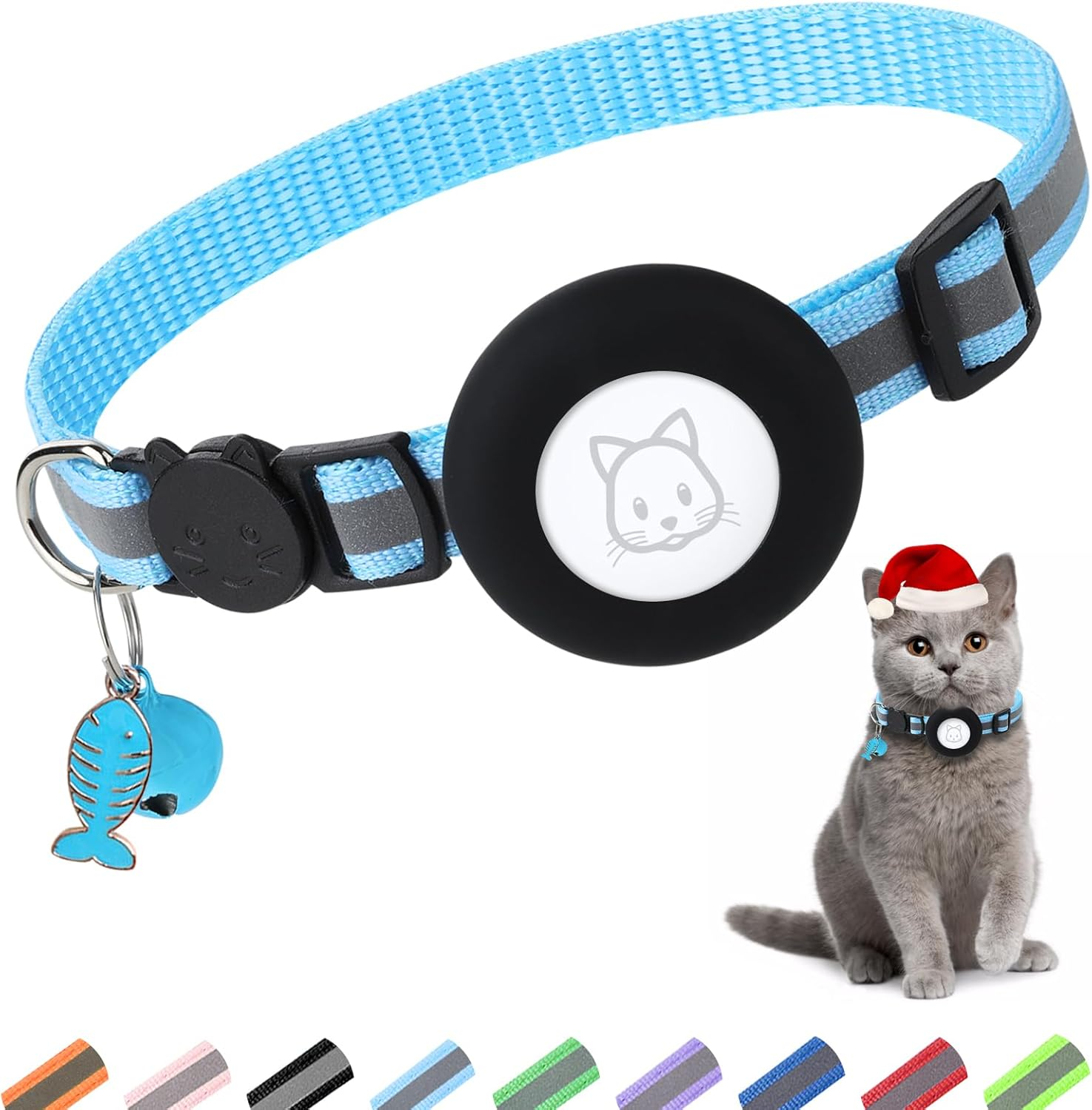 Airtag Cat Collar with Bell and Safety Buckle - 3/8