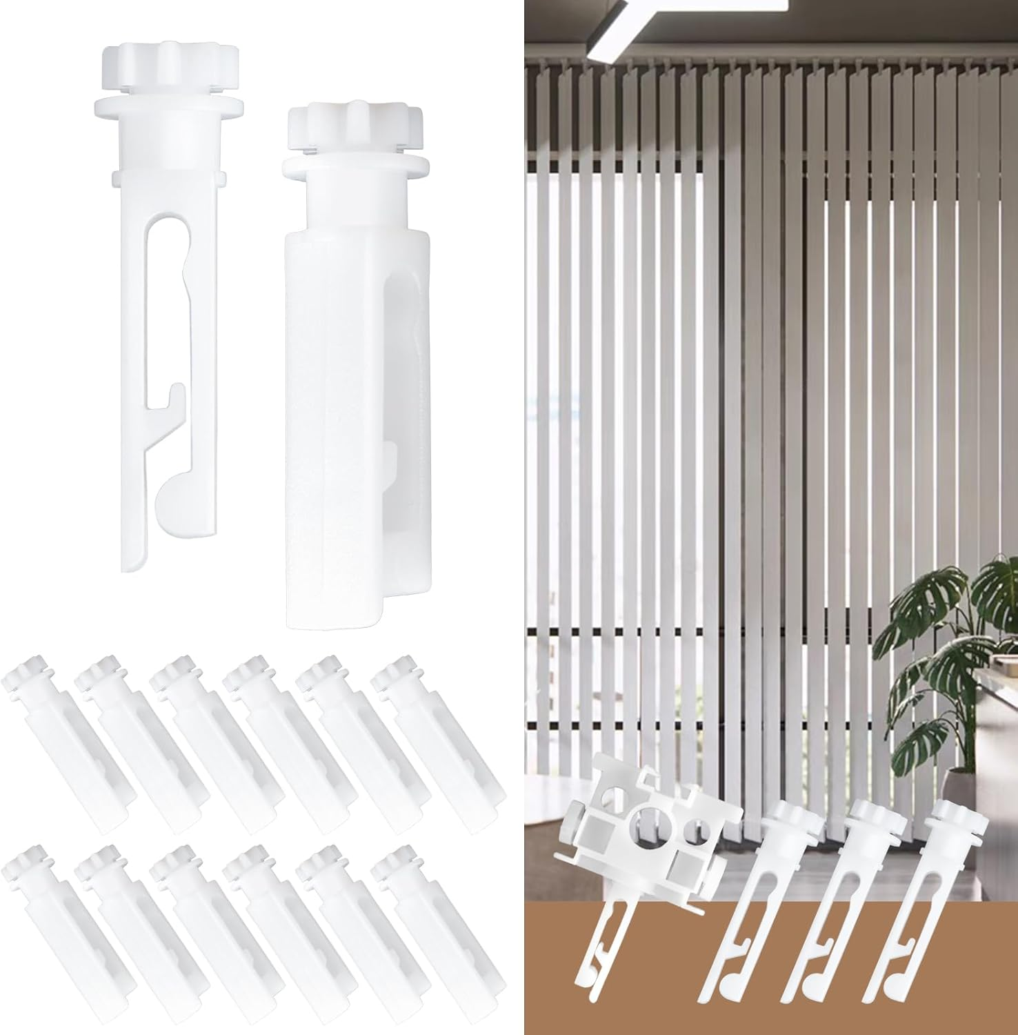 White Vertical Blind Stem Replacement - 12 Pcs for Vanes Carrier Accessories