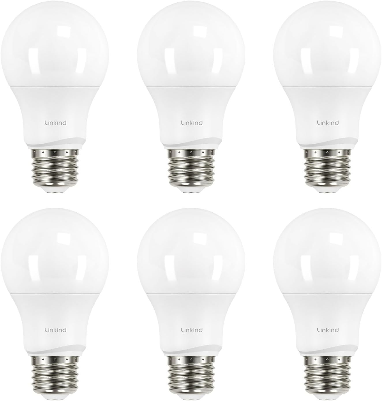 A19 LED Light Bulbs Dimmable, 60W Equivalent Light Bulbs, 2700K Soft White, 9.5W 800 Lumens LED Bulbs, E26 Standard Base, UL Listed, Lighting for Bedroom Living Room Home Office, 6 Packs