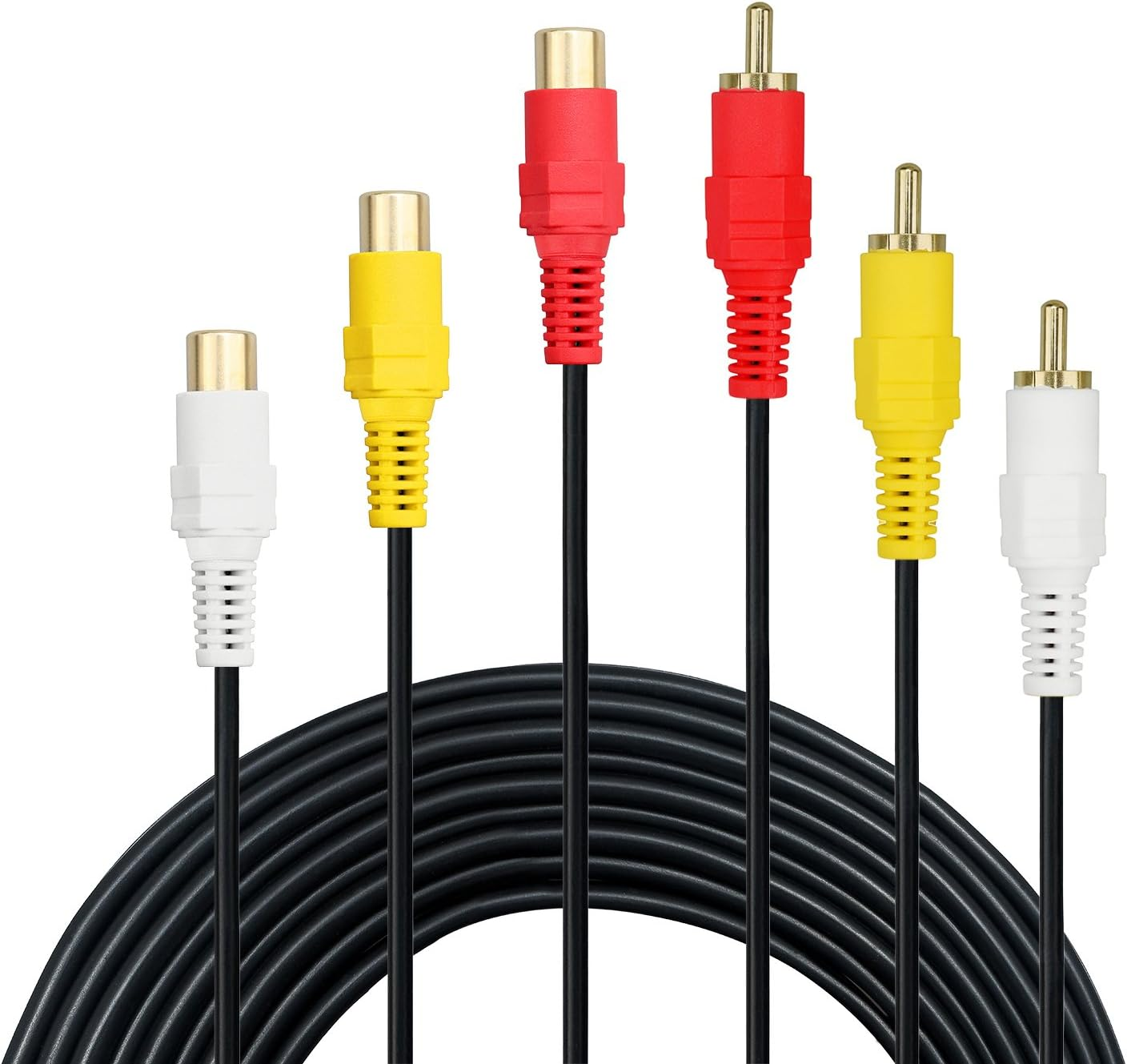 RCA Extension Cable - Gold Plated 3 RCA Male to 3 RCA Female Audio Video 