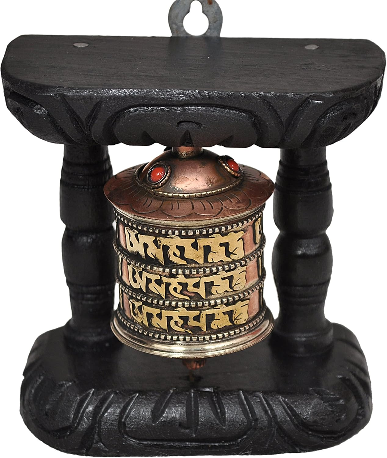 Kasthamandap  Tibetan Hand Craving Om Mani Padme Hum Wall Hanging Prayer Wheel