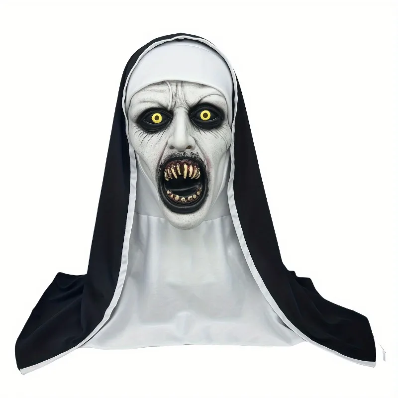 Frightening Nun Latex Mask – Realistic Full Head Horror Costume Prop for Halloween & Cosplay Events