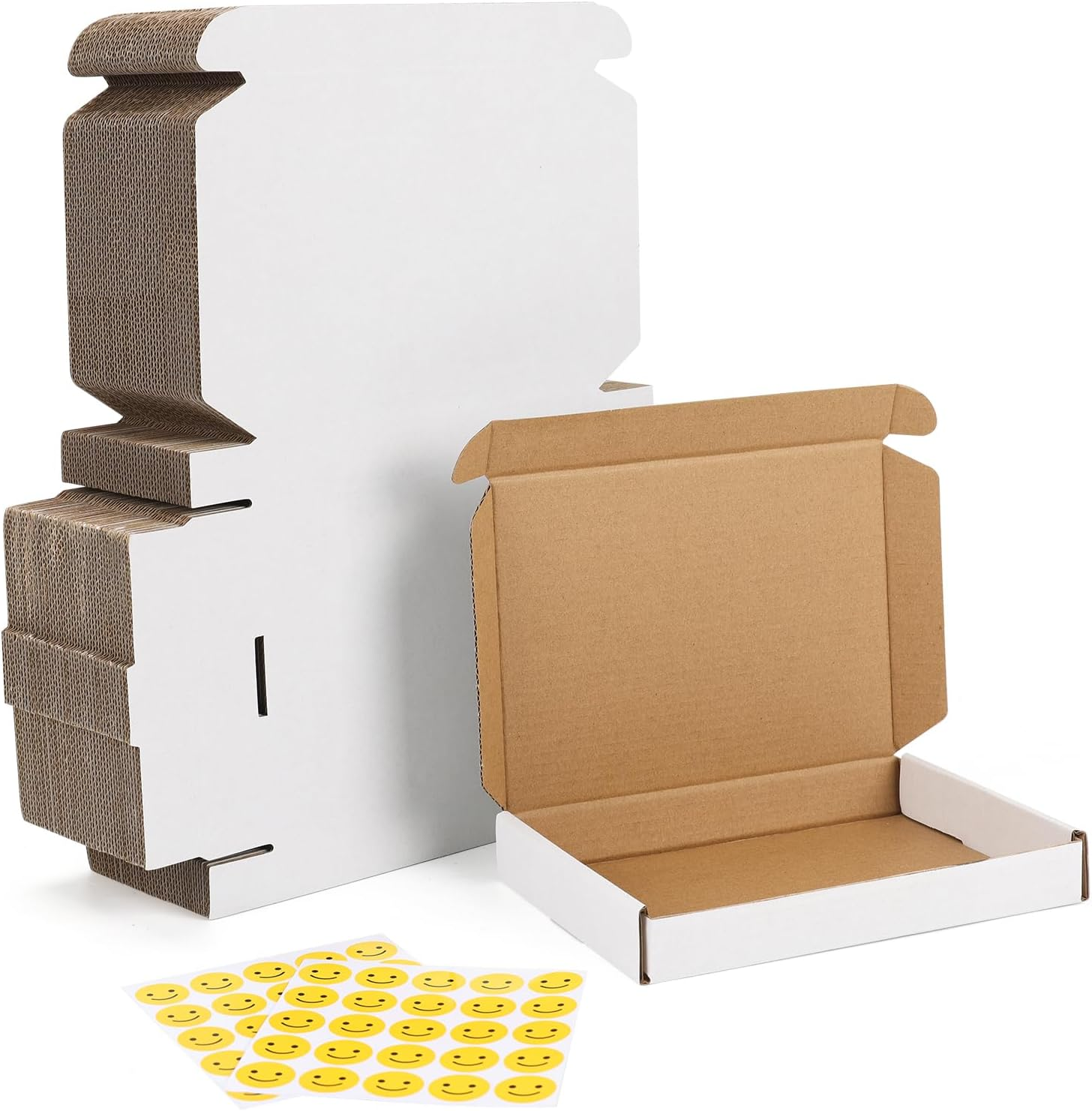 7X5X1 Inches Shipping Boxes Set of 50, White Corrugated Cardboard Box Literature Mailer