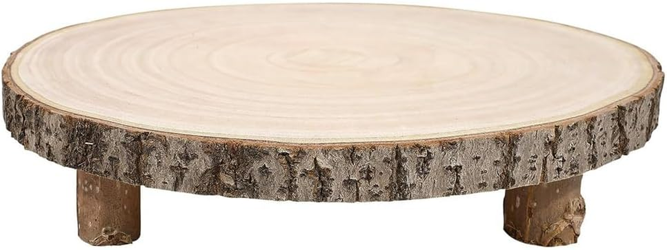1 Piece round Wooden Cupcake Pedestal Wood Cake Stand Wood Color Paulownia Wood with Legs Rustic Cake Holder Wooden