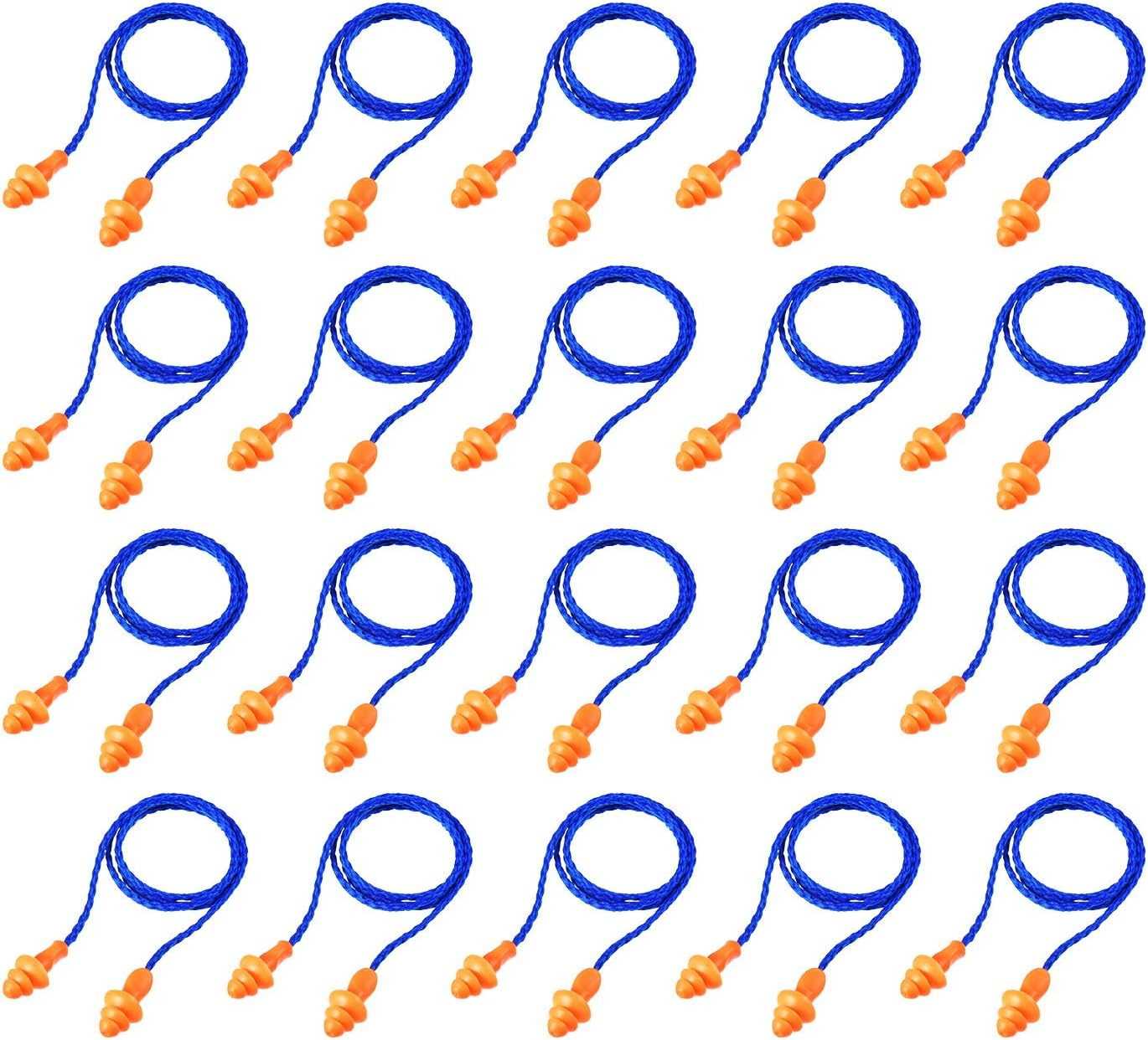 20 pares de tapones para los oídos con cable reutilizables