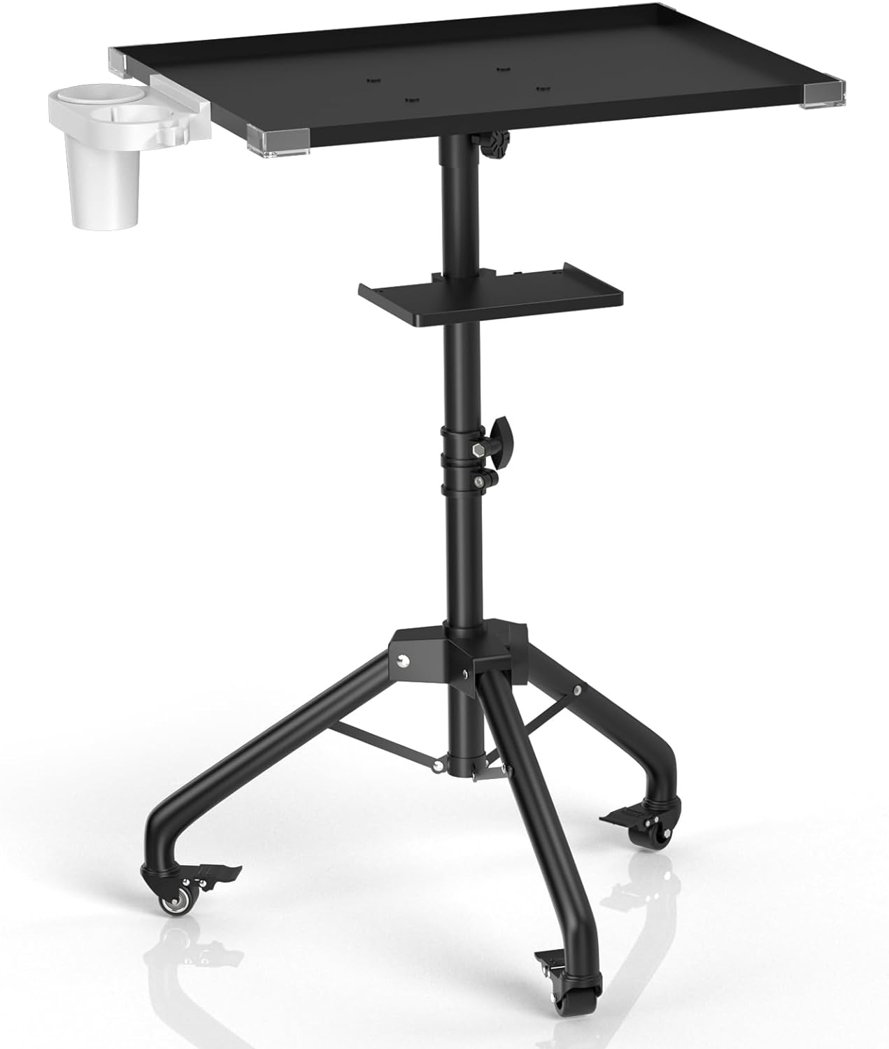 Salon Tray Cart on Wheels with Stand Rack Tray, Height Adjustable Salon Service Tray with 360 Degree Mute Universal Wheel for Tattoo Work, SPA and Dental Tray