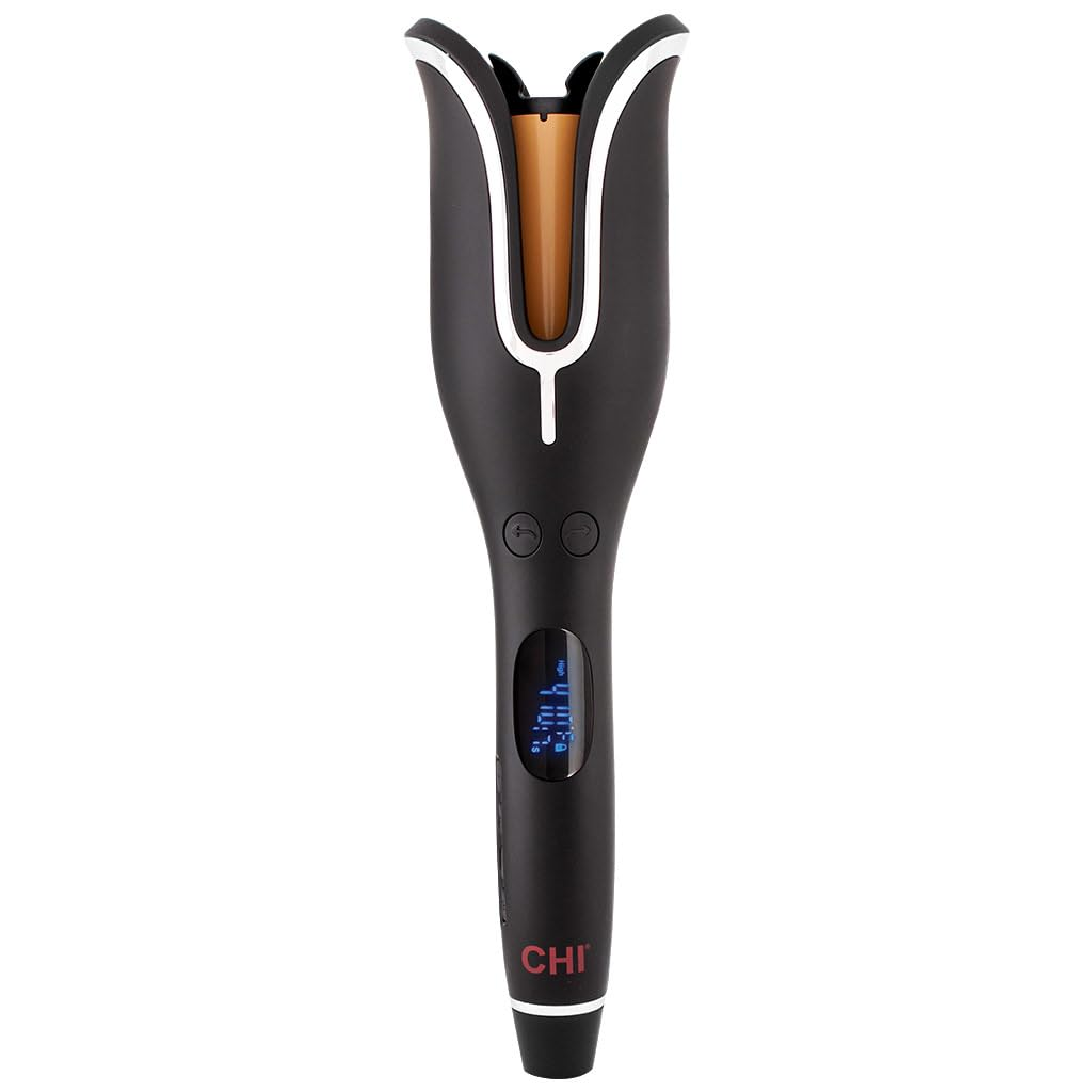 CHI Spin N Curl, Curling Iron for Healthy & Shiny Effortless Curls & Waves, Provides Preset Temperature Settings for Each Hair Texture, Onyx Black