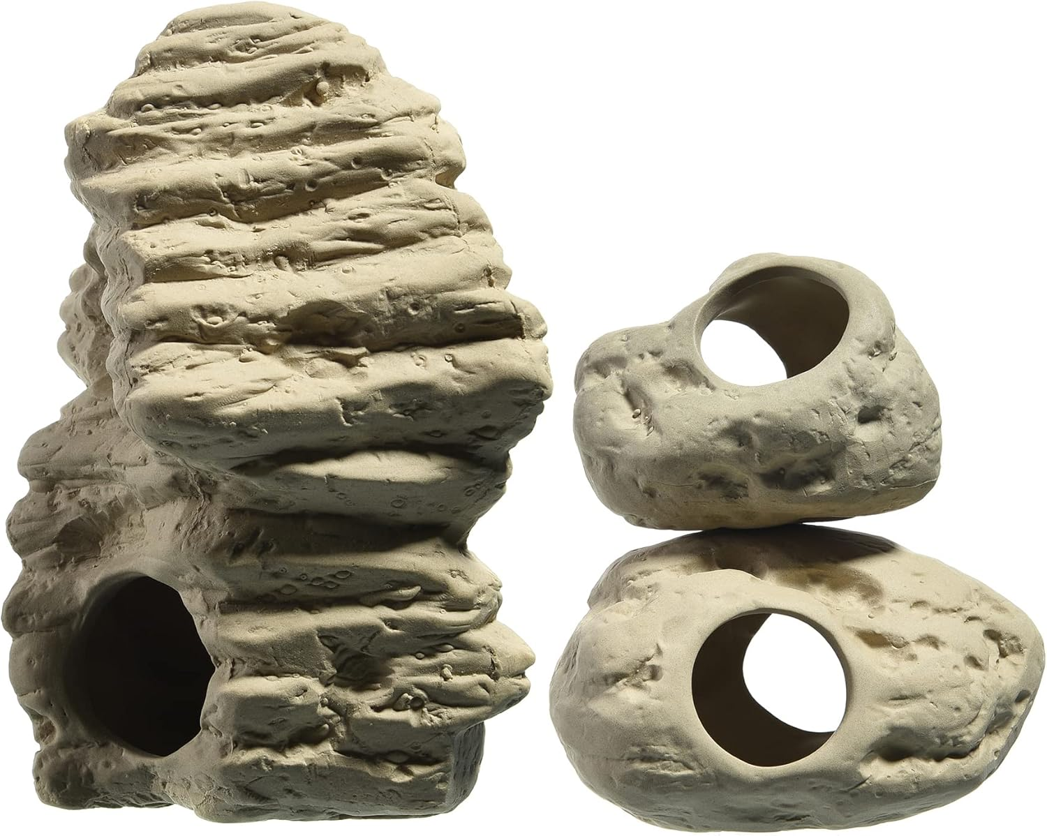 Aquarium Décor Rock Caves Betta Fish Tank Accessories Hideout Cichlid Stackable Cave Hiding (Small & Medium & Large)