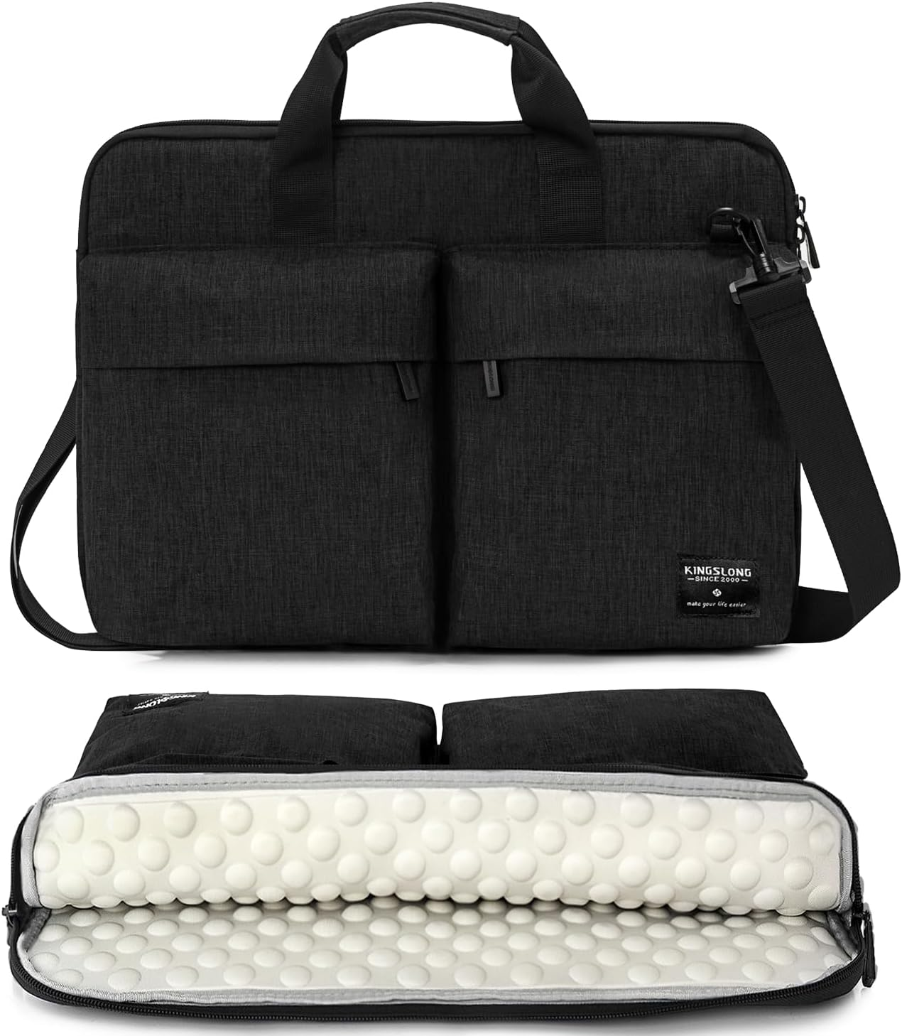 17-17.3 Inch Slim Laptop Bag, Computer Carrying Case with Shoulder Strap, Notebook Handbag Cover for Men Women Fits Acer Asus Lenovo HP Toshiba Black