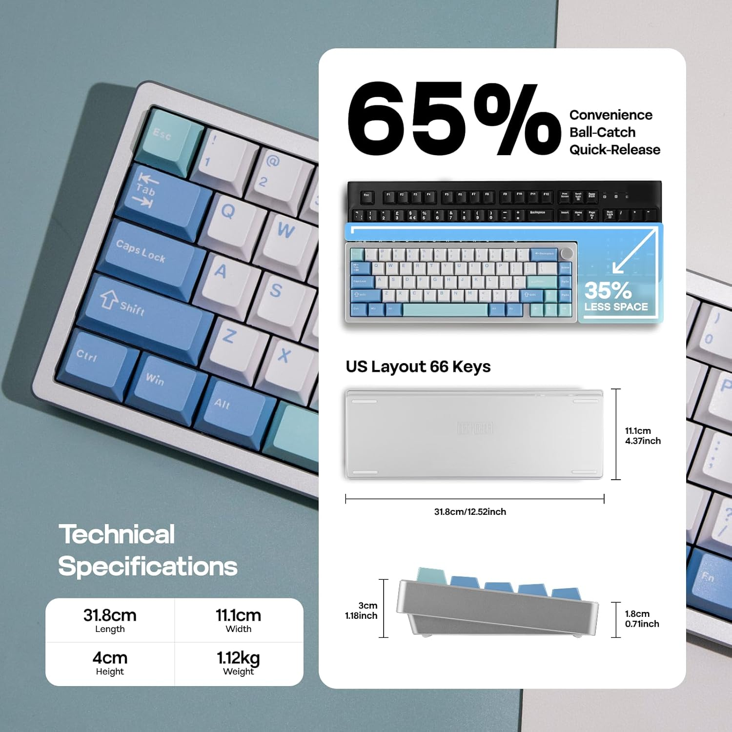 EPOMAKER Galaxy65 Wireless QMK/VIA Mechanical Keyboard, Ball-Catch Anodized A... - Picture 5 of 14