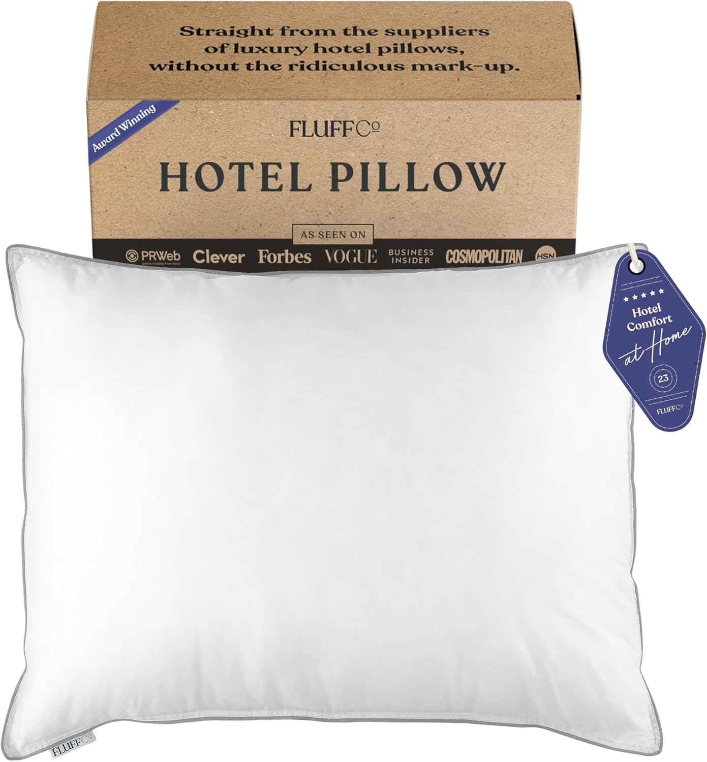 Zen Fluff™ Pillows - down Alternative - Standard/Queen Bed Pillow for Sleeping Made in USA - Luxury Hotel-Quality Pillow - 100% Cotton, 300 Thread Count (Soft Queen Size 1 Pack)