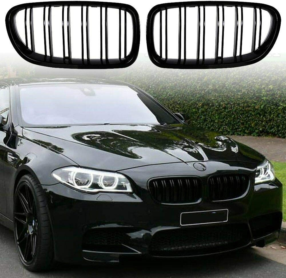 Front Replacement Kidney Grille Grill Compatible with BMW 5 Series F10 F11 F18 M5 (Gloss Black)