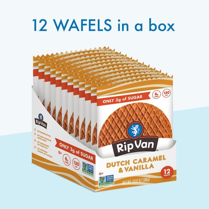 Rip Van Wafels Dutch Caramel & Vanilla Stroopwafels - Healthy Snacks - Non GM... - Picture 5 of 14