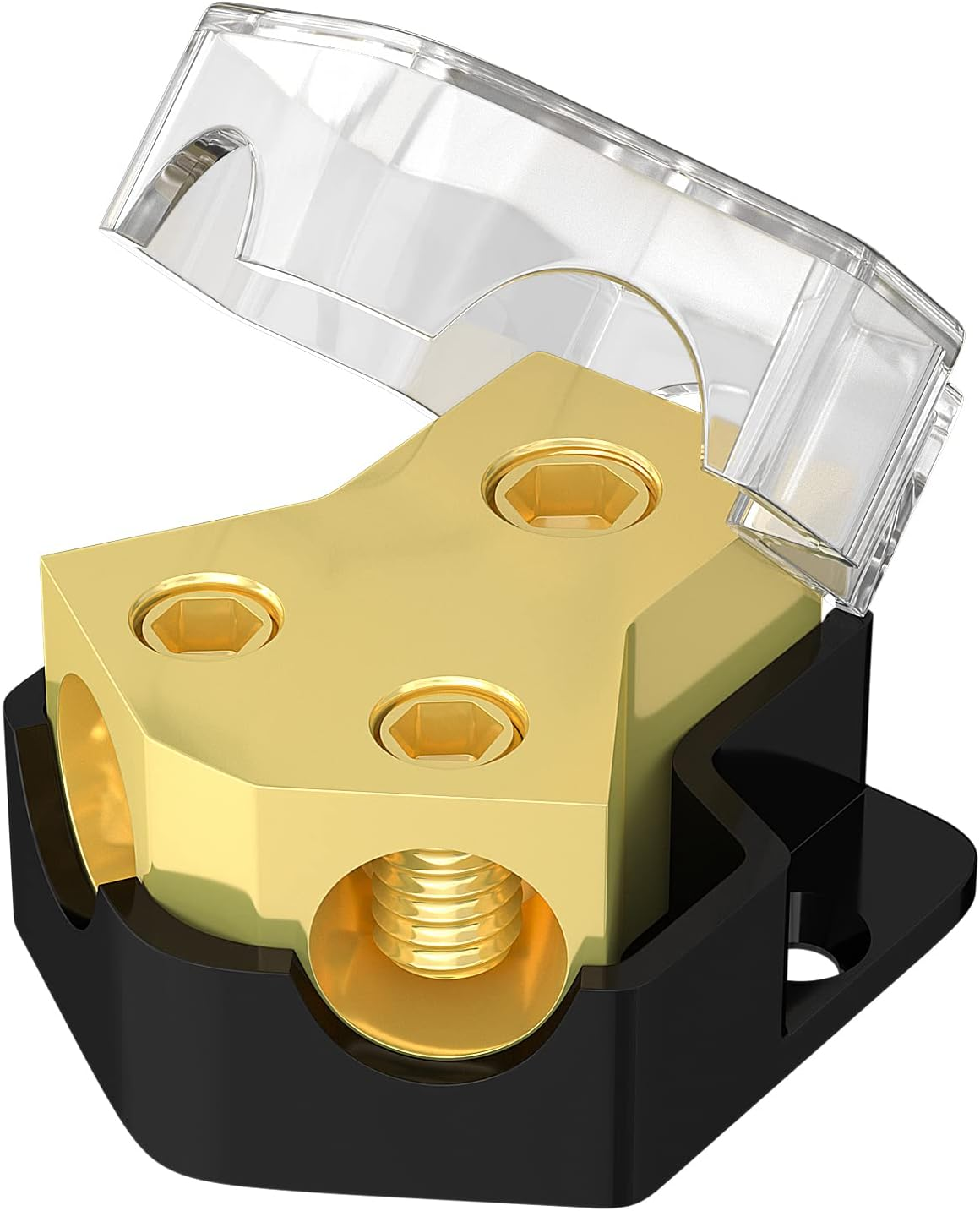 12V Power Distribution Block Car Audio 2 Way Ground Distribution Block 0/2/4 Gauge in 4/8/10 Gauge Out 12 Volt Amp Distribution Block Splitter for Marine Automotive Car Boat