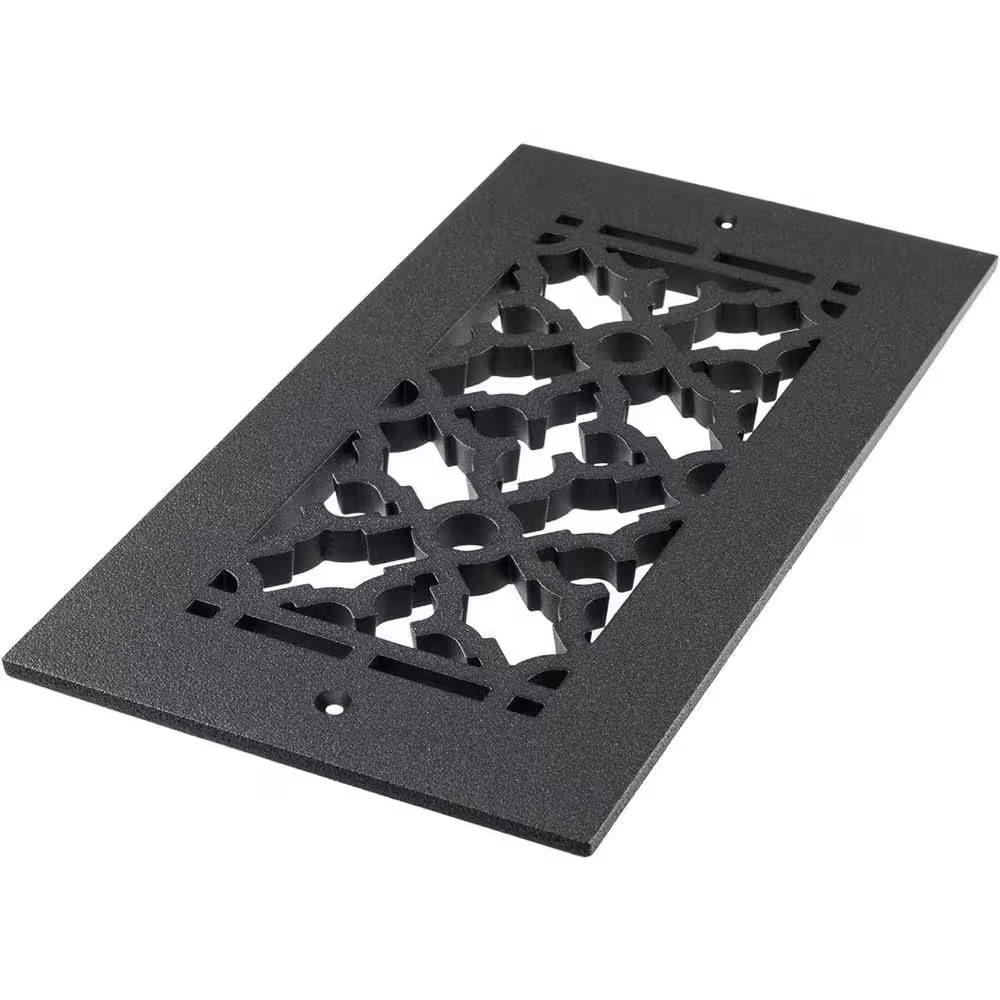 Scroll Series 4 In. X 10 In. Cast Iron Grille Black with Mounting Holes