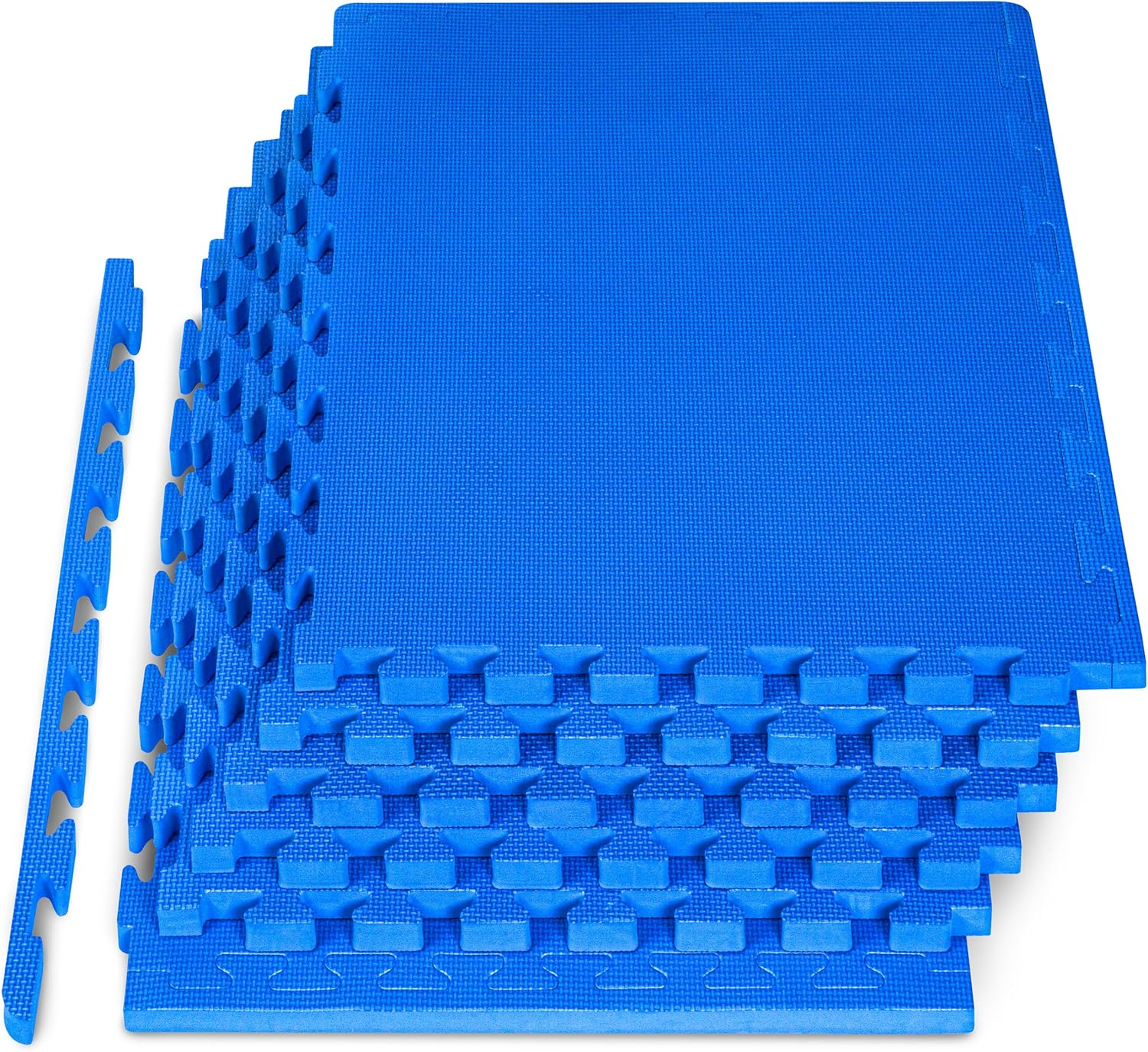 Weaved Pattern Extra Thick Exercise Puzzle Mat 1-Inch, EVA Foam Interlocking Tiles for Protective, Cushioned Flooring for Home and Gym Equipment; Blue, 24 SQ FT, 6 Tiles