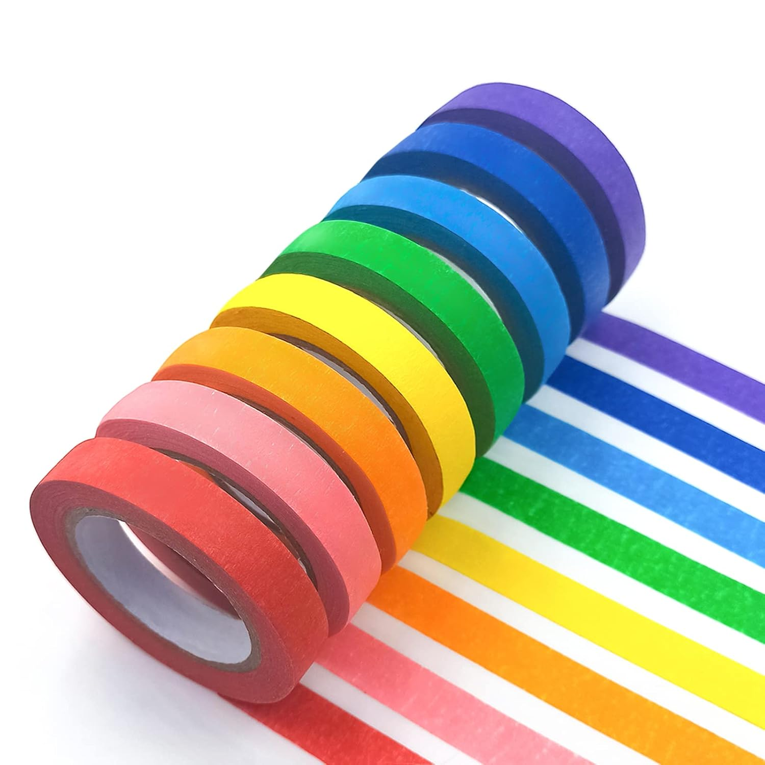 8PCS Colored Masking Tape - Painters Tape, Rainbow Colors Rolls, Kids Art Supplies, Great for Crafts, Labeling, DIY Decorative, 1/2 Inch Masking Tape- Tiny Size