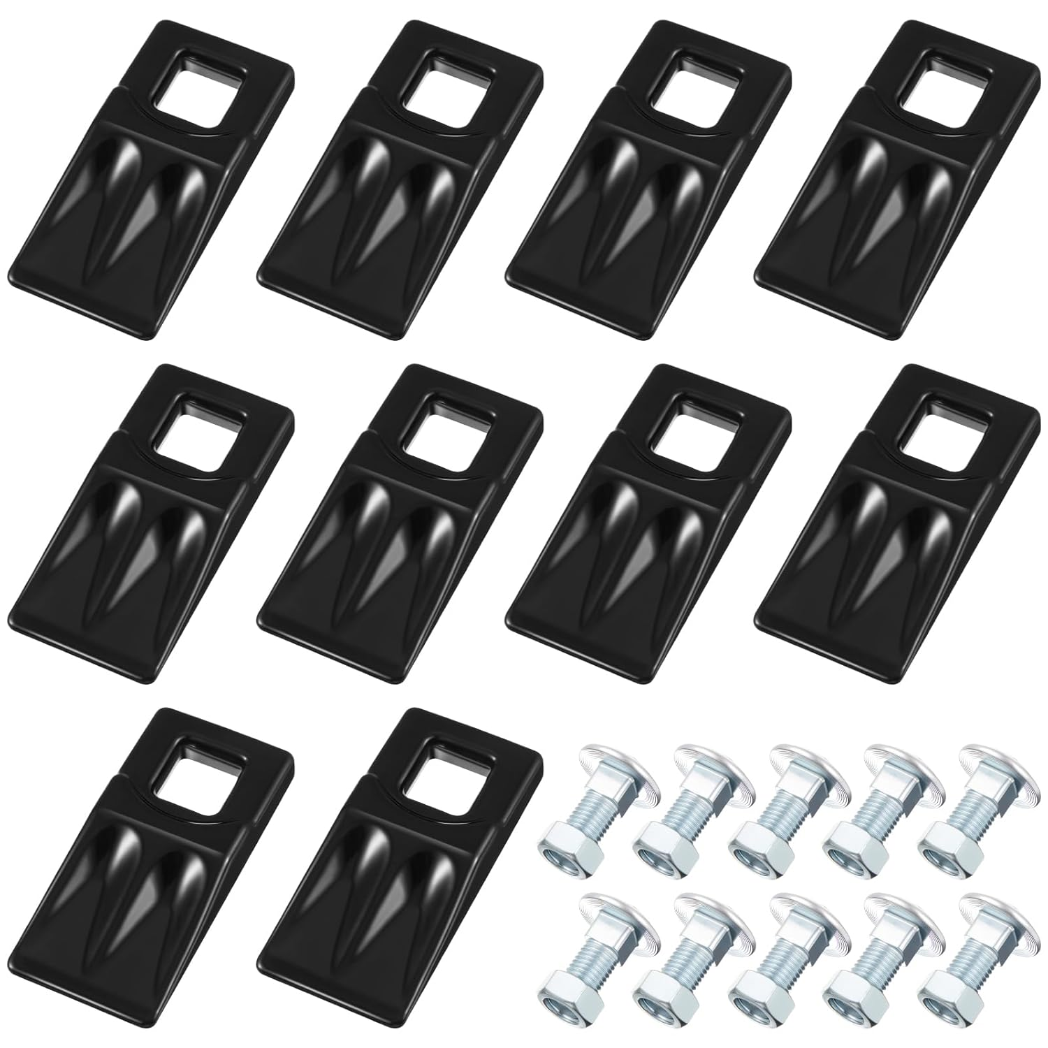 10 Pack Square Hole Replacement Auger Teeth with Hardware, High Hardness Carbon Steel Auger Post Hole Digger Tooth for Woodworking Construction and DIY Tools