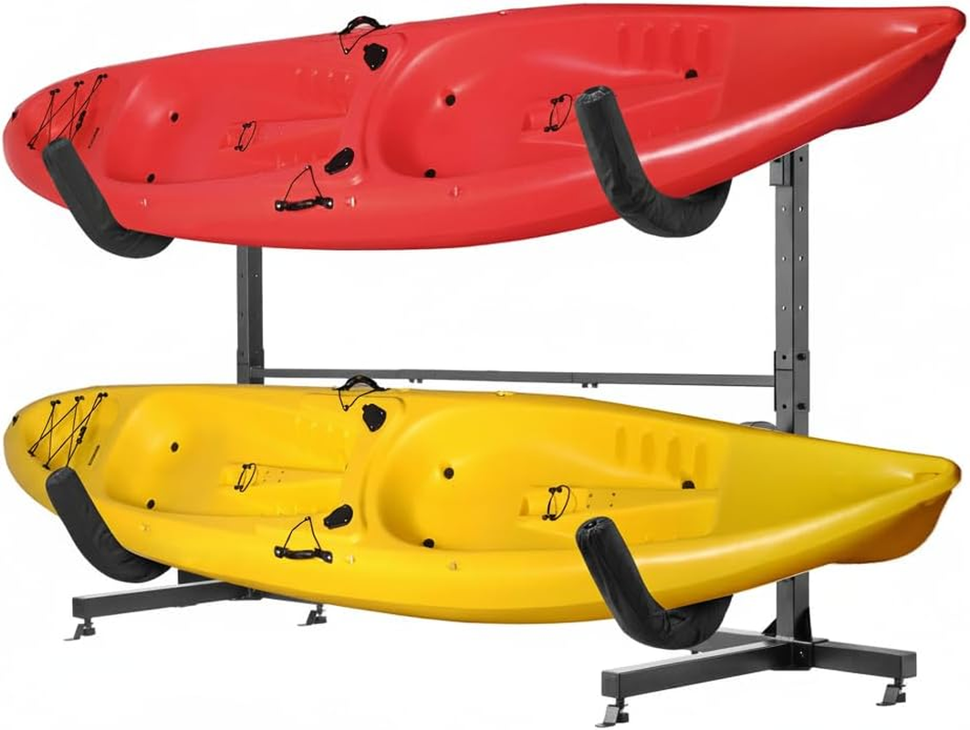 RAD Sportz Kayak Storage Rack - Freestanding Adjustable Stand with Padded Arms and 400Lb Capacity for Canoes, SUP, or Paddleboards (Black)