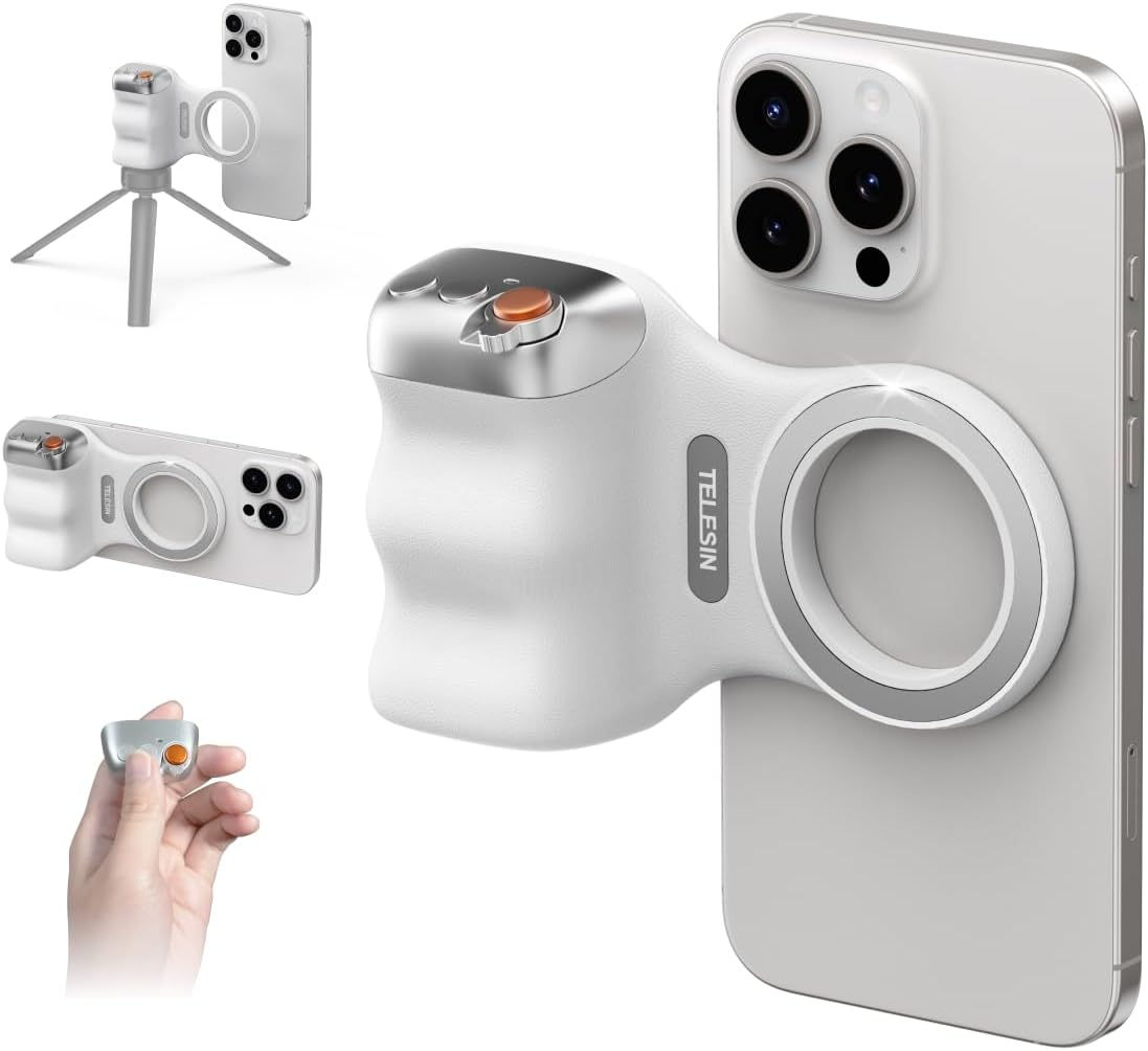 Fun Shot Magnetic Phone Camera DSLR Style Shutter Grip for Iphone & Android with Detachable Wireless Shutter Button - 1/4