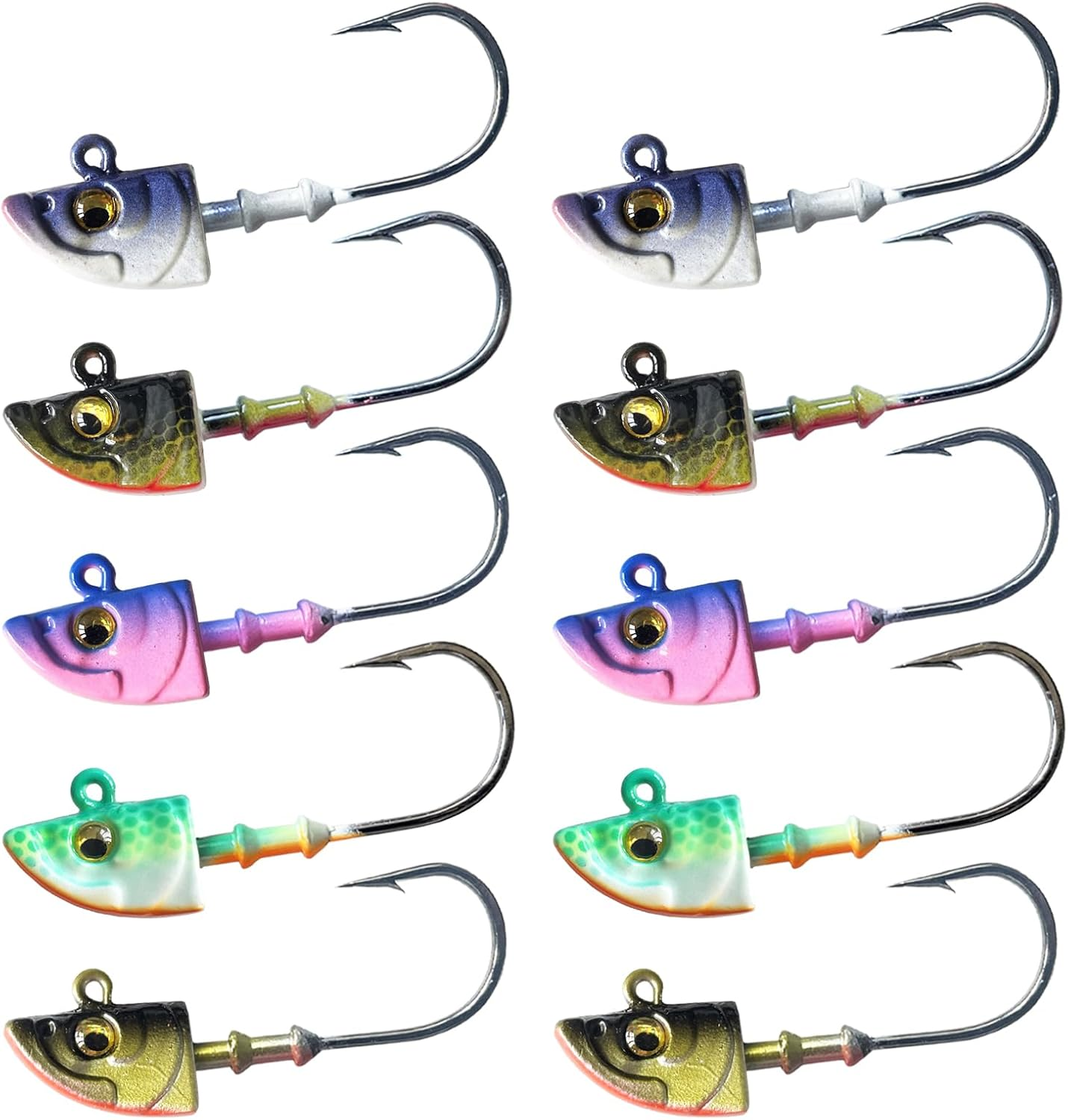 Swimbait Jig Head Swimbait Jigs with 3D Eyes Minnow Jig Heads for Fishing Saltwater 10 pcs/Set