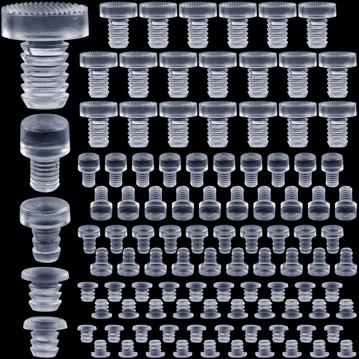 ANCIRS 50 Pcs Assorted Glass Top Table Bumpers with Stem, 5 Sizes anti Slip Pads