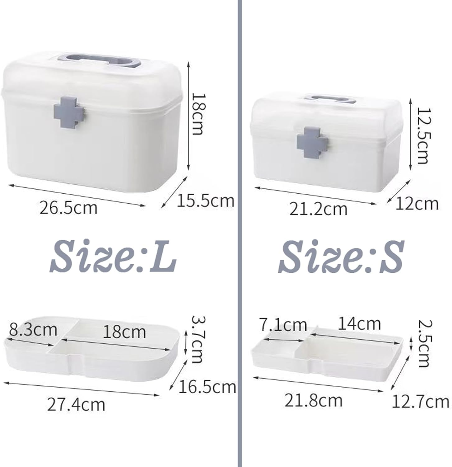 2 Layers Plastic First Aid Box with Portable Handle,Emergency Medicine Kit Ca... - Picture 3 of 14