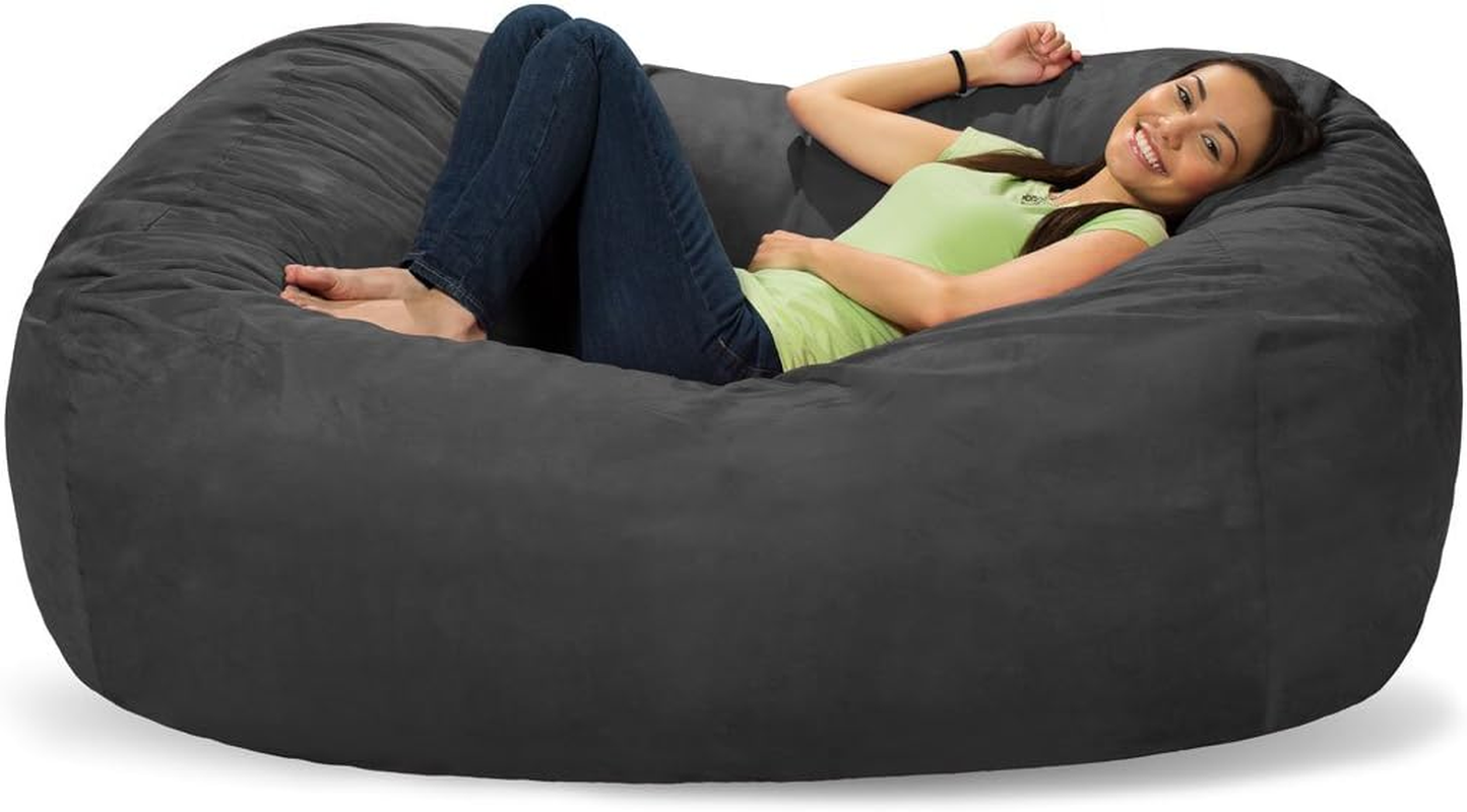 Memory Foam Bean Bag Chair, Charcoal Micro Suede