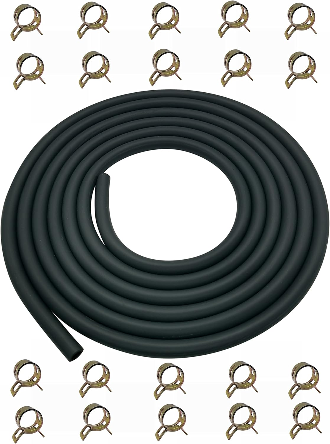 10 Feet 1/4 Inch ID Fuel Line Hose Small Gas Diesel Engines Generators w/ 20 Clamp Rubber