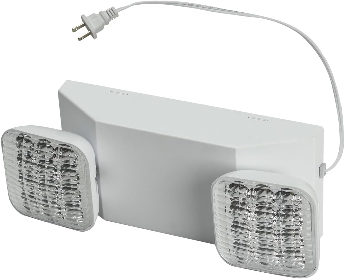 Plug in Emergency Lights for Business Home Power Failure 4Hours 300Lm LED Commercial Emergency Light Fixtures with Battery Backup Rechargeable Adjustable Two Heads AC85-277V