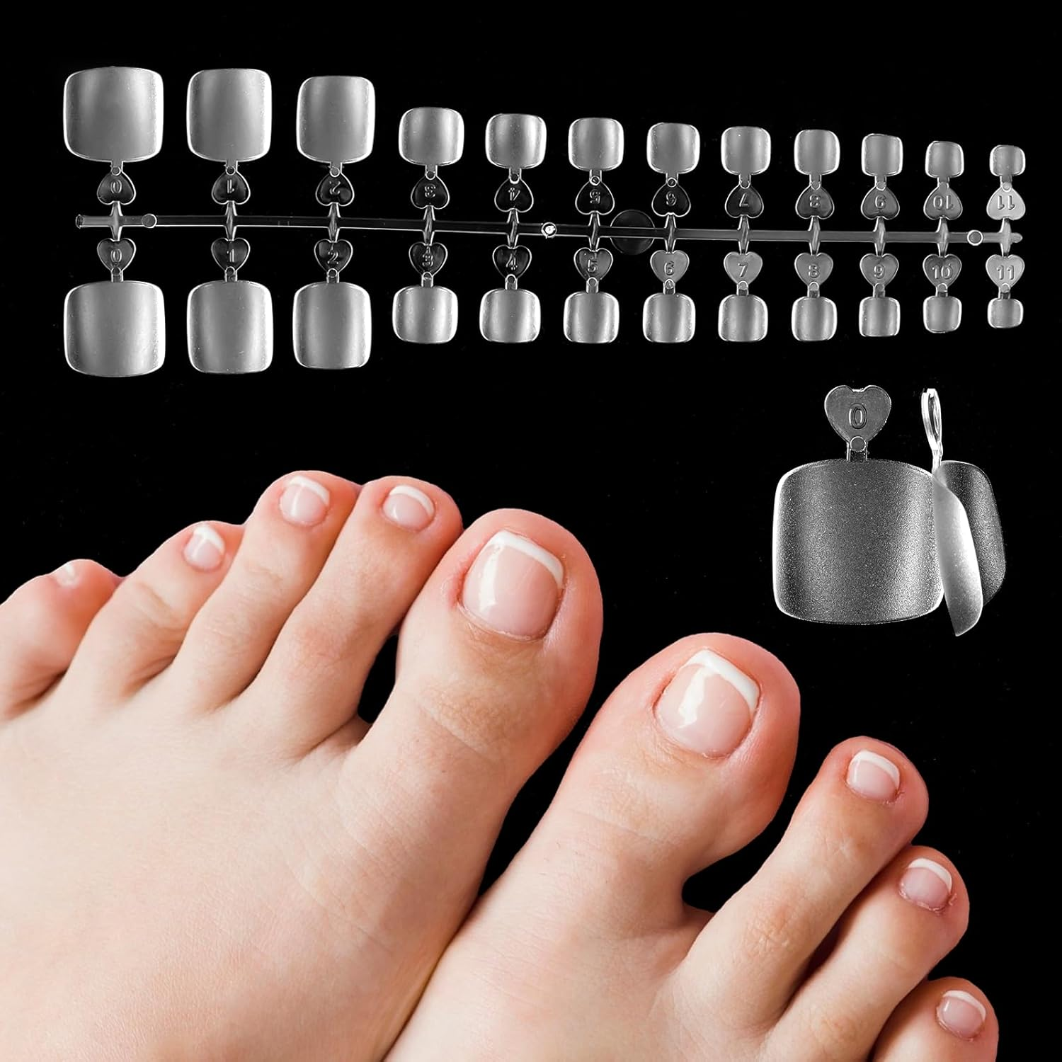 240Pcs Soft Gel Toe Nail Tips - Short Square Matte Full Cover Fake Toenails