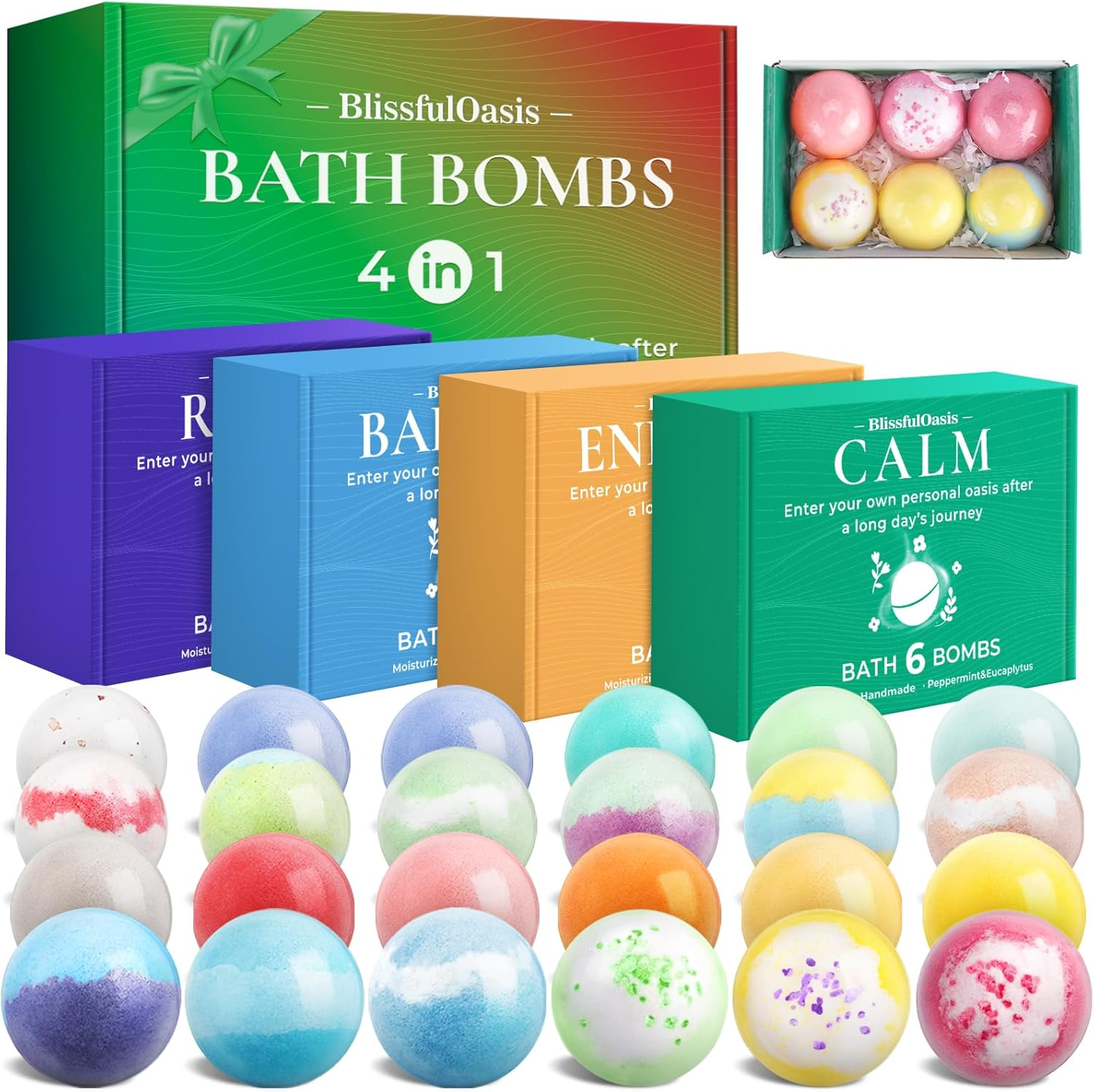 Bath Bombs Set, 24 Pcs Shower Bombs with 6 Refreshing Scents, Perfect for Moisturizing & Relaxing, Ideal for Birthday, Mother'S Day, Valentine'S Day Present Giving, Presents for Women