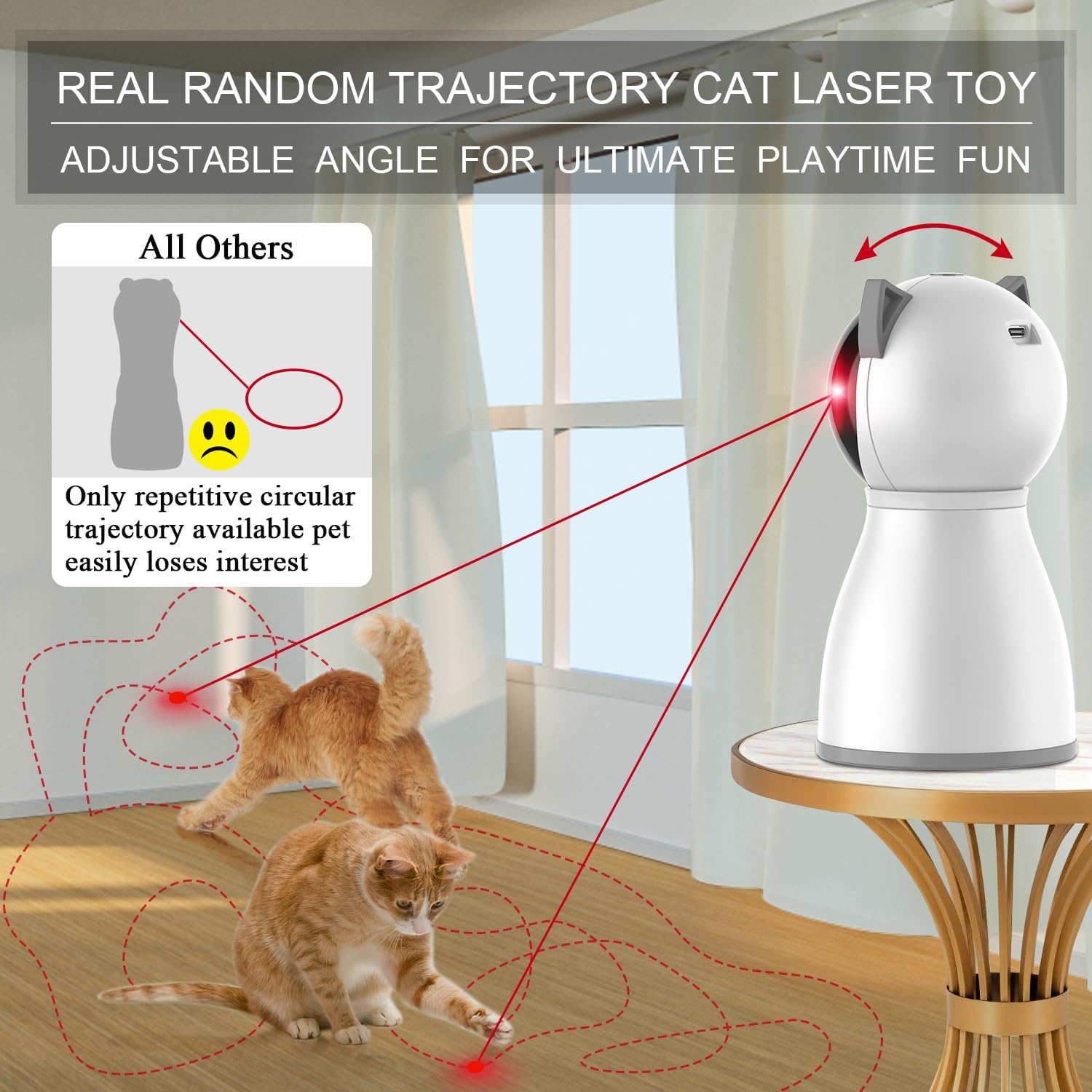 Laser Cat Toys for Indoor Cats,Motion Activated Rechargeable Automatic Cat Laser Toy,The 4Th Generation Real Random,Interactive Cat Toys for Bored Indoor Adult Cats/Kittens(White)