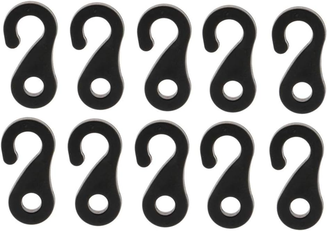 10Pcs Camping Tent Hook Canopy Windproof Hook Plastic Shock Bungee Cord Hook Ela