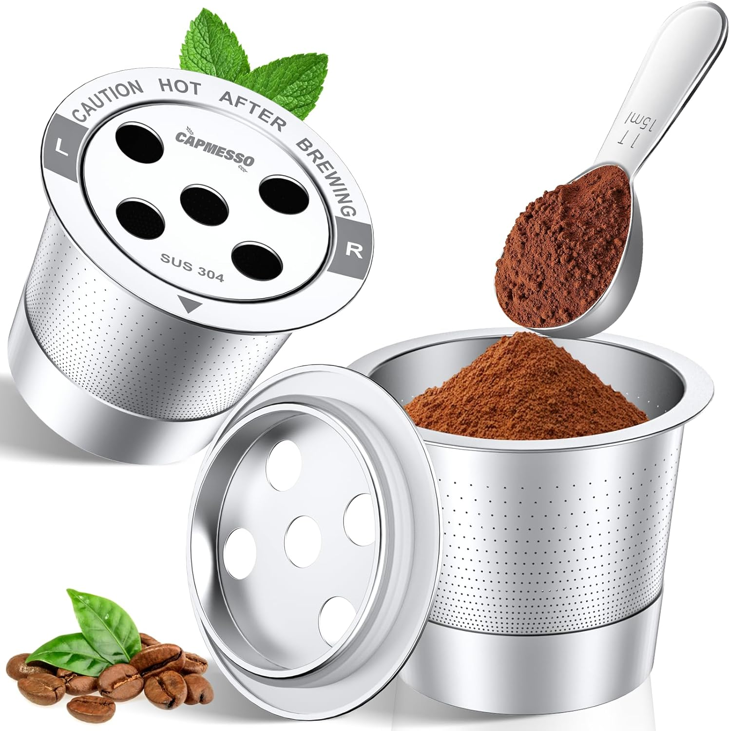 Reusable K Cups for Keurig: 2026 All Stainless Steel Refillable Coffee Pods Metal Coffee Filters with 5-Hole & Scoop - for K Supreme/K Slim/K-Duo Gen 2/K-Brew Chill Multistream Maker (2 Pack)